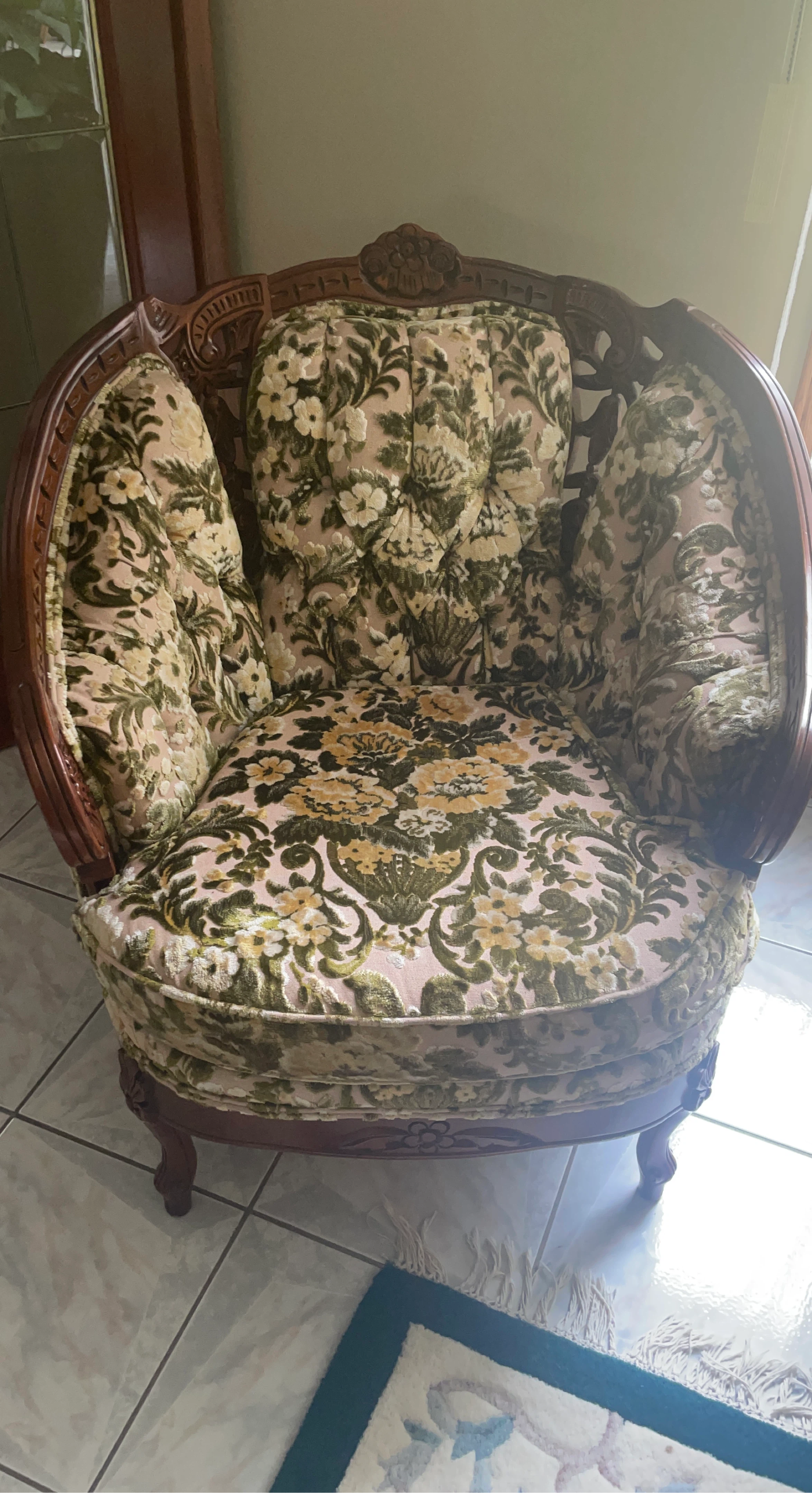 Vintage Floral Accent Chair