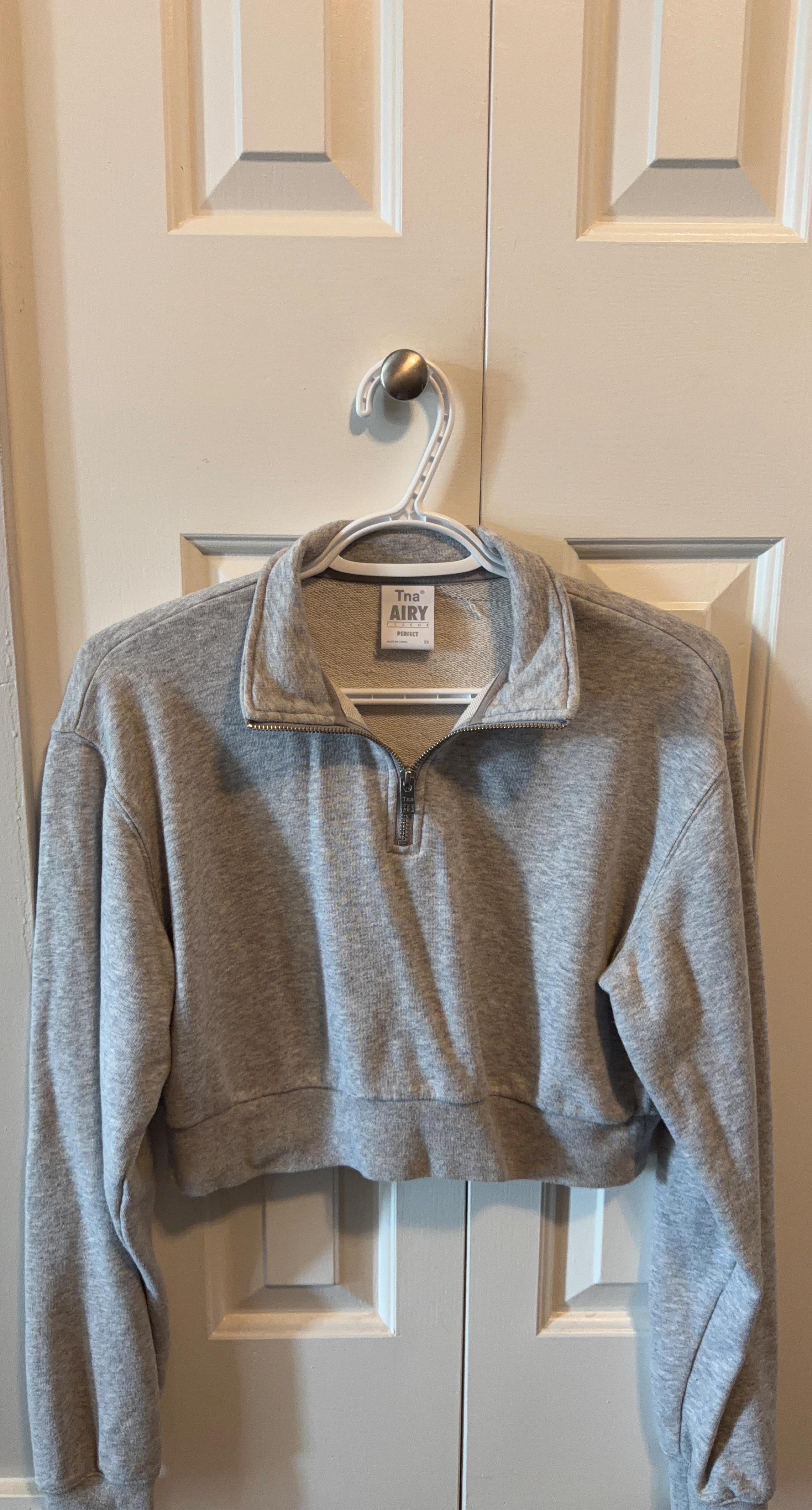 Tna  Airy Fleece Perfect Quarter Zip Cropped Sweatshirt