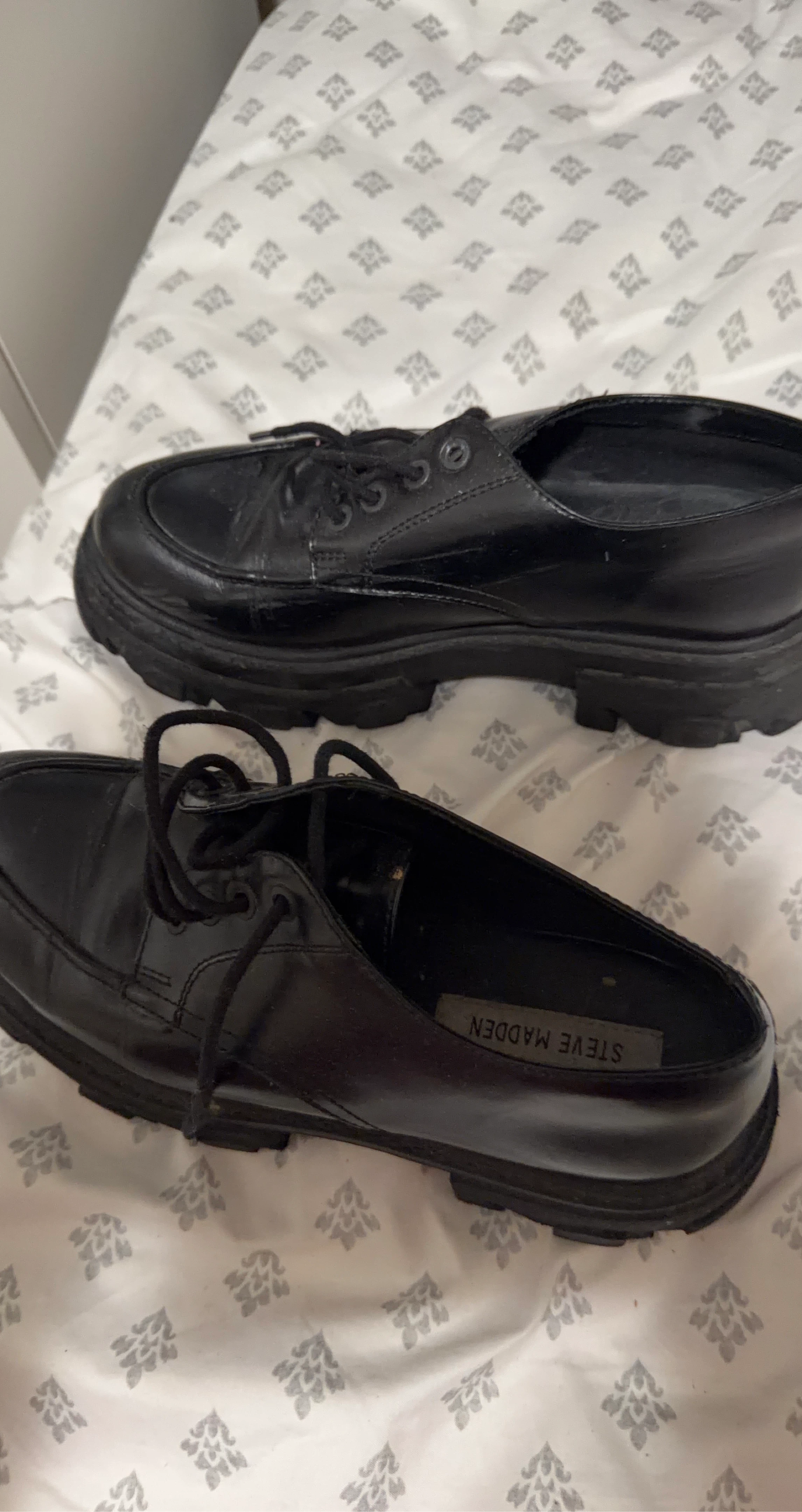 Steve Madden Black Chunky Platform Loafers