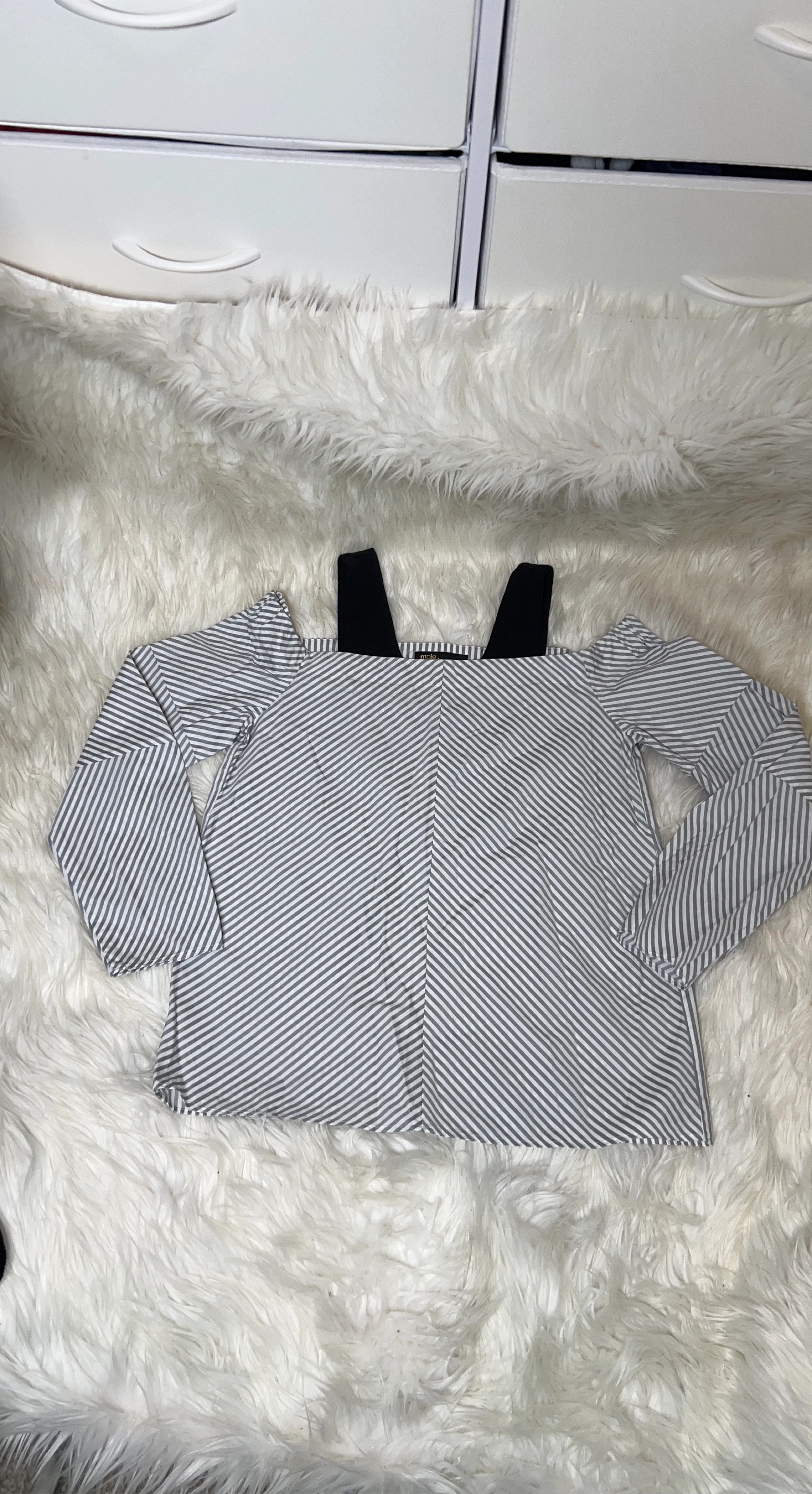Maje Striped Cold Shoulder Blouse Size 2