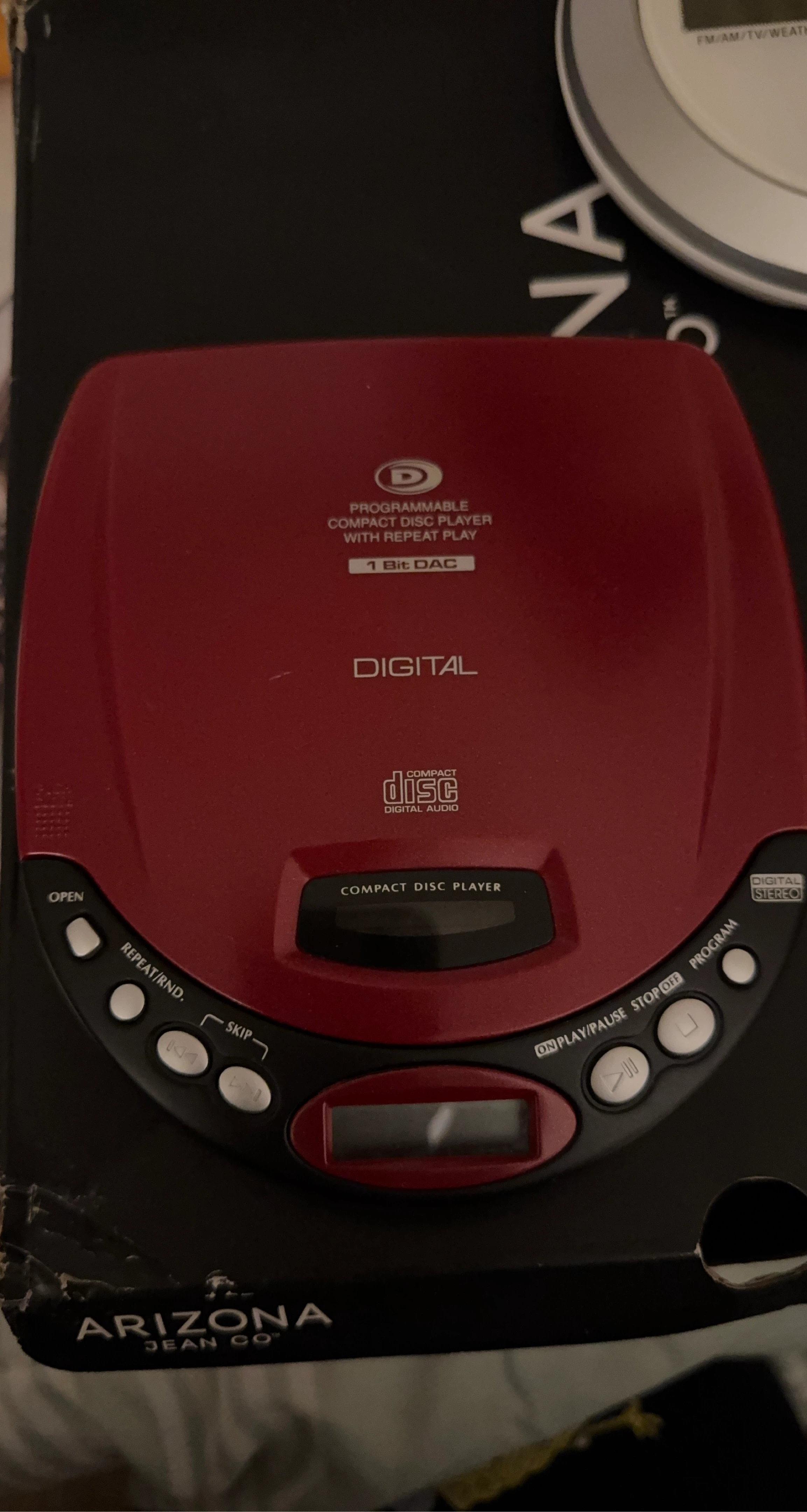 Red Portable Compact Disc Player with Repeat Play