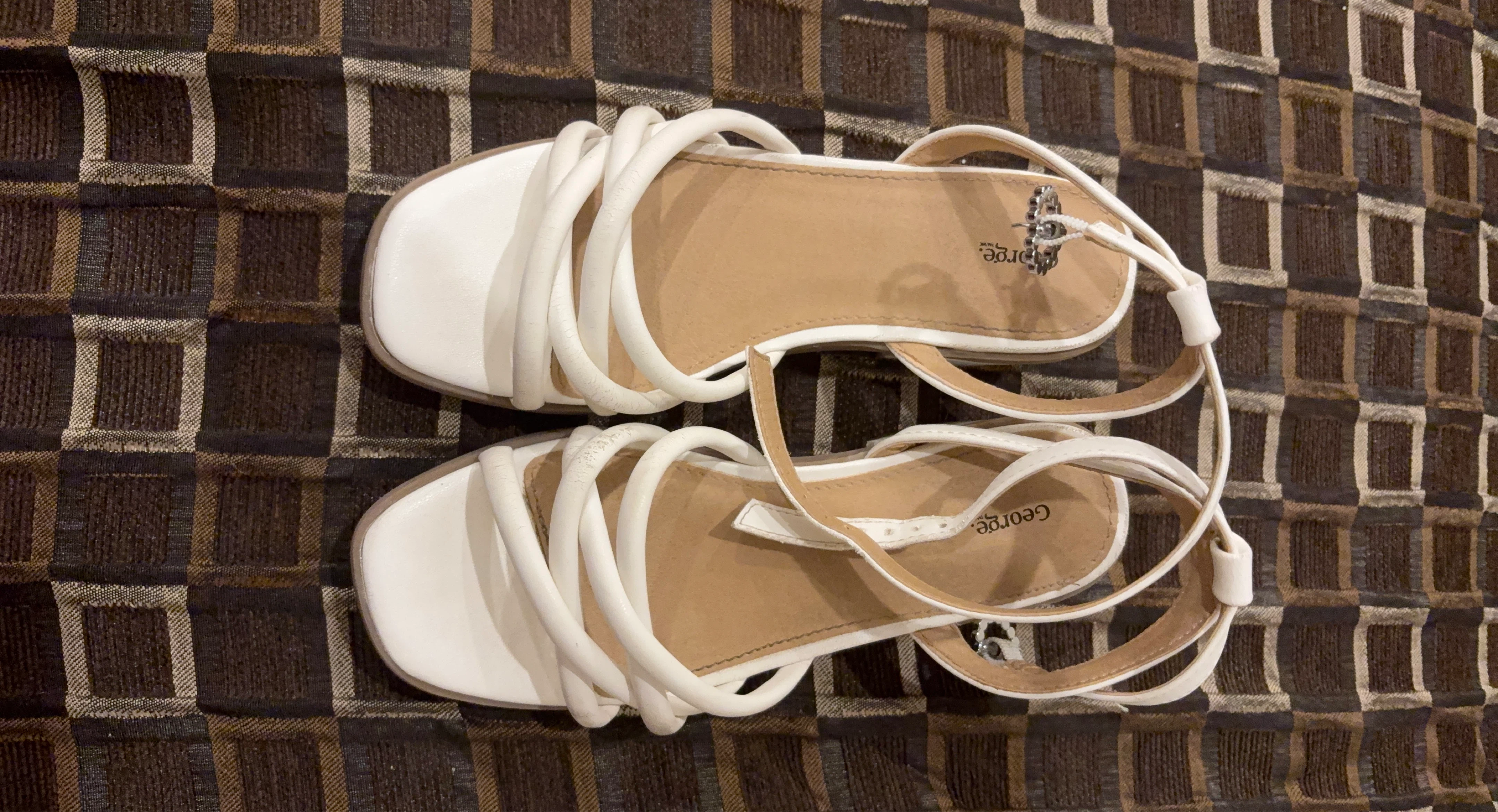 George White Strappy Sandals