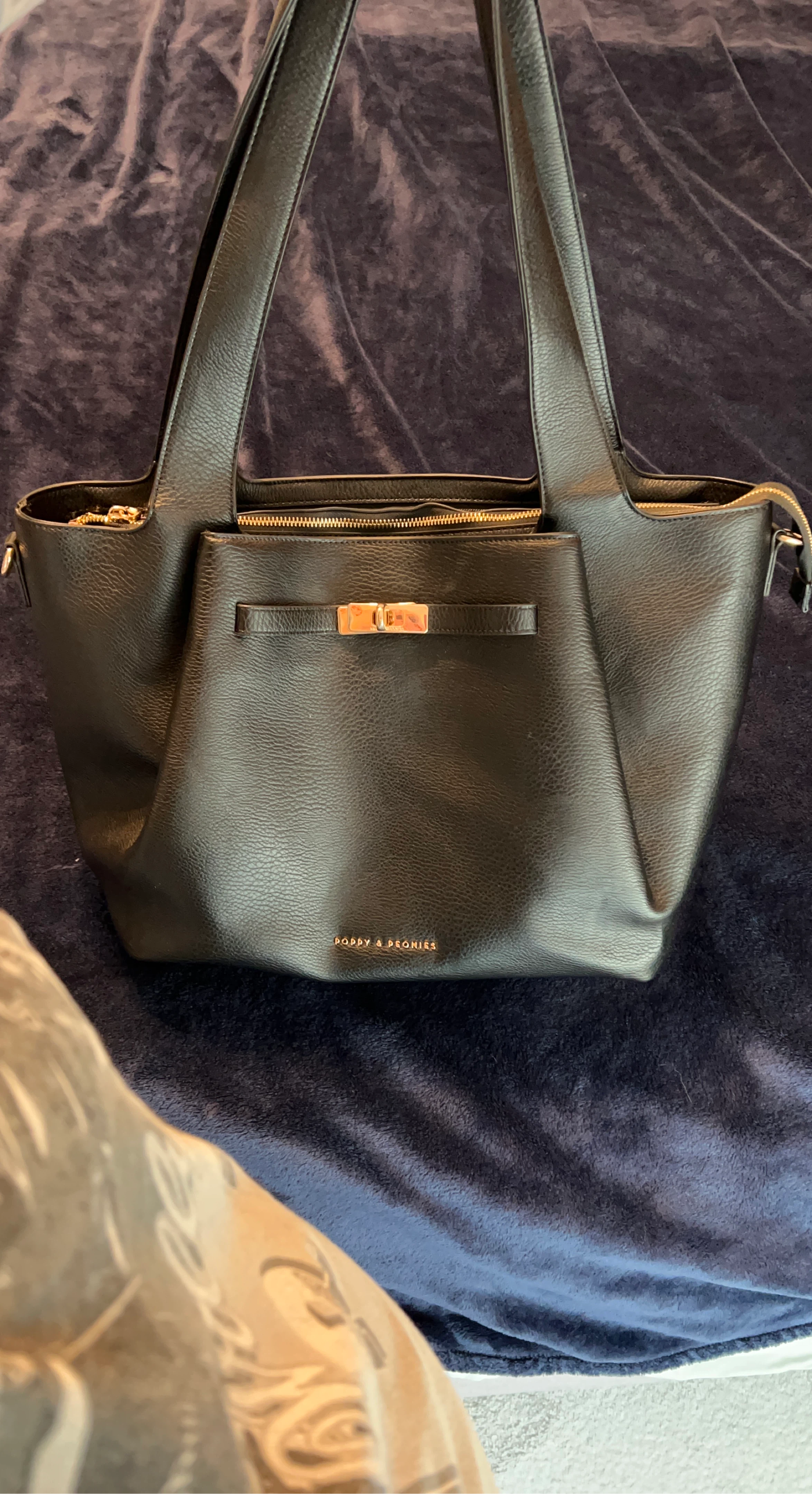 Poppy & Peonies Black Anniversary Tote Bag