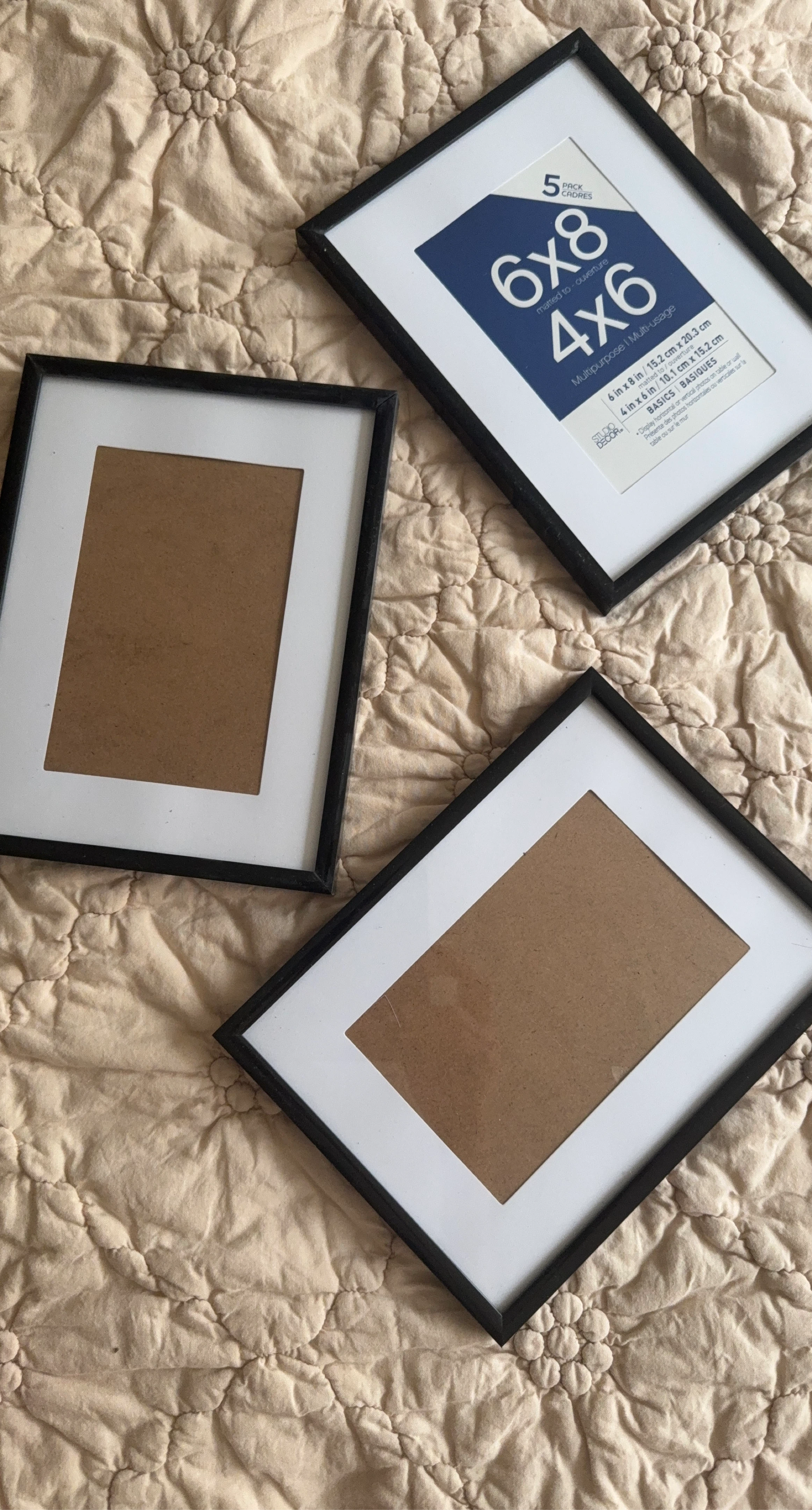 Studio Decor 2 Pack Black Photo Frames 6x8 matted to 4x6