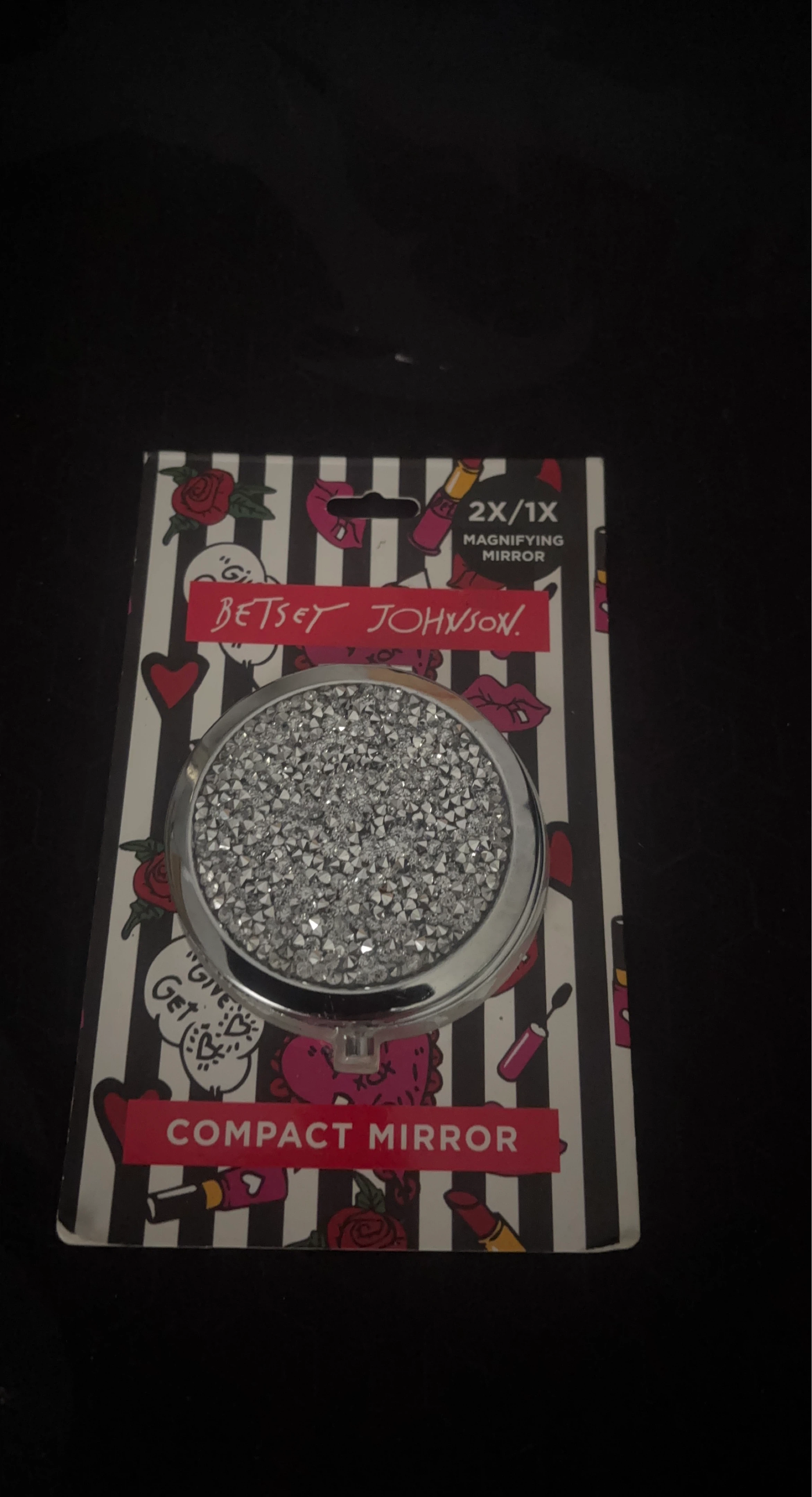 New Betsey Johnson Rhinestone Compact Mirror