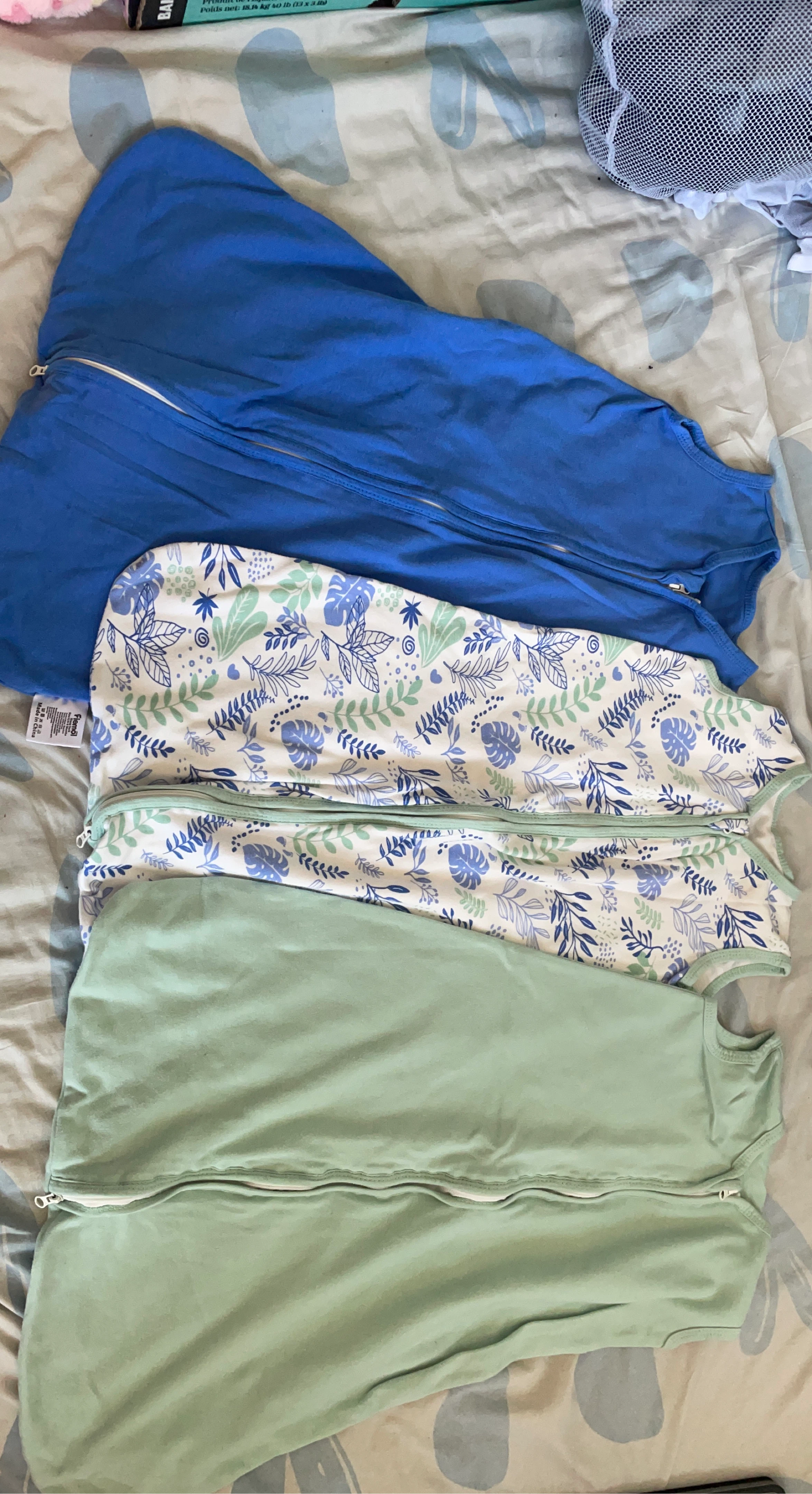 Flenol Baby Sleep Sack Bundle - Blue, Pattern, Mint