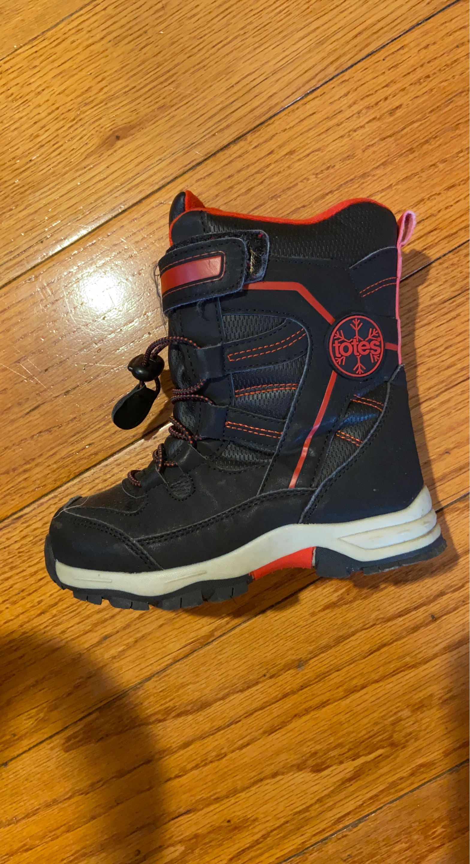 Totes Kids Black Red Winter Snow Boots Size 12 Medium