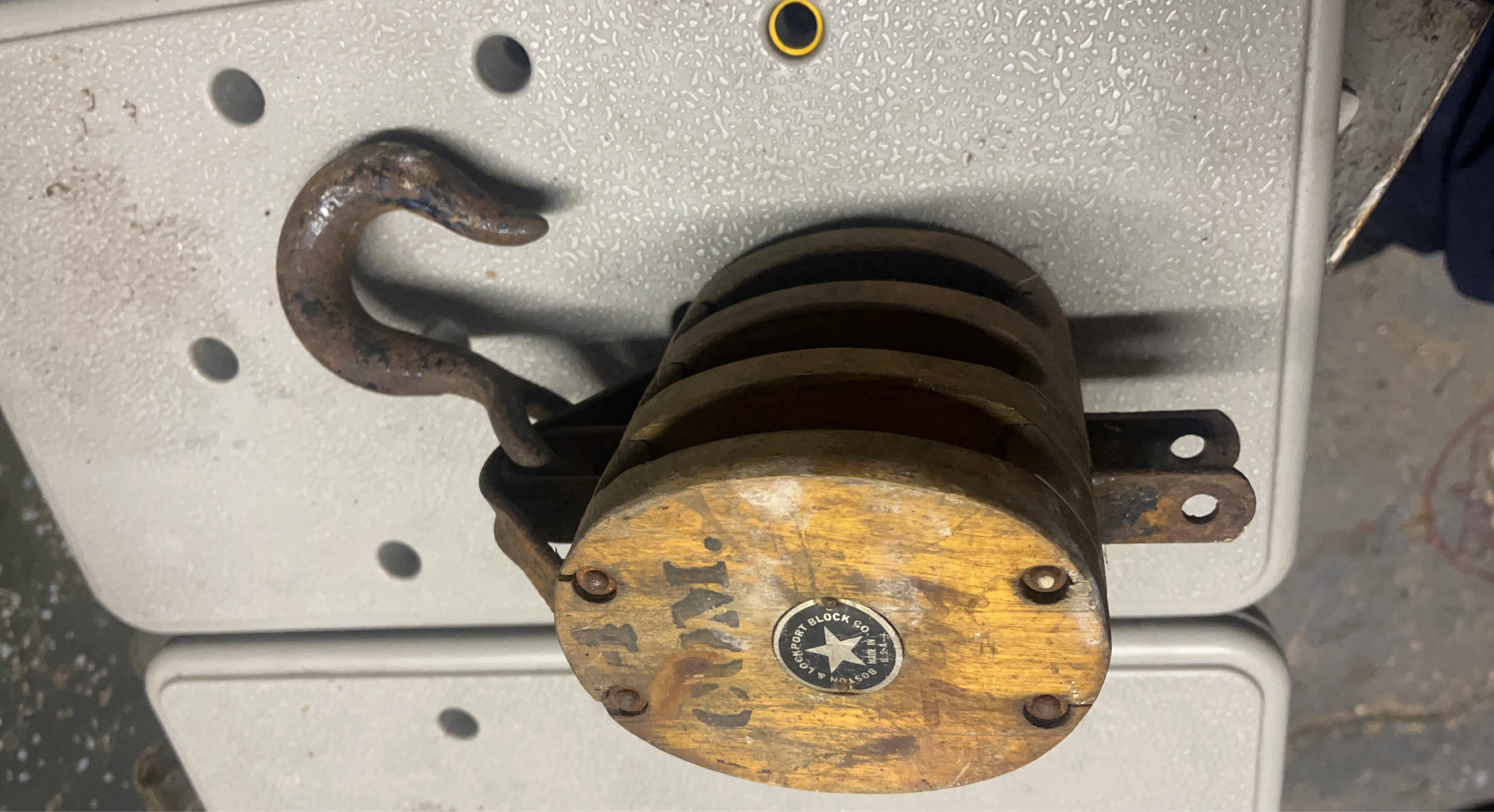 Lockport Block Co. Wood Pulley with Hook
