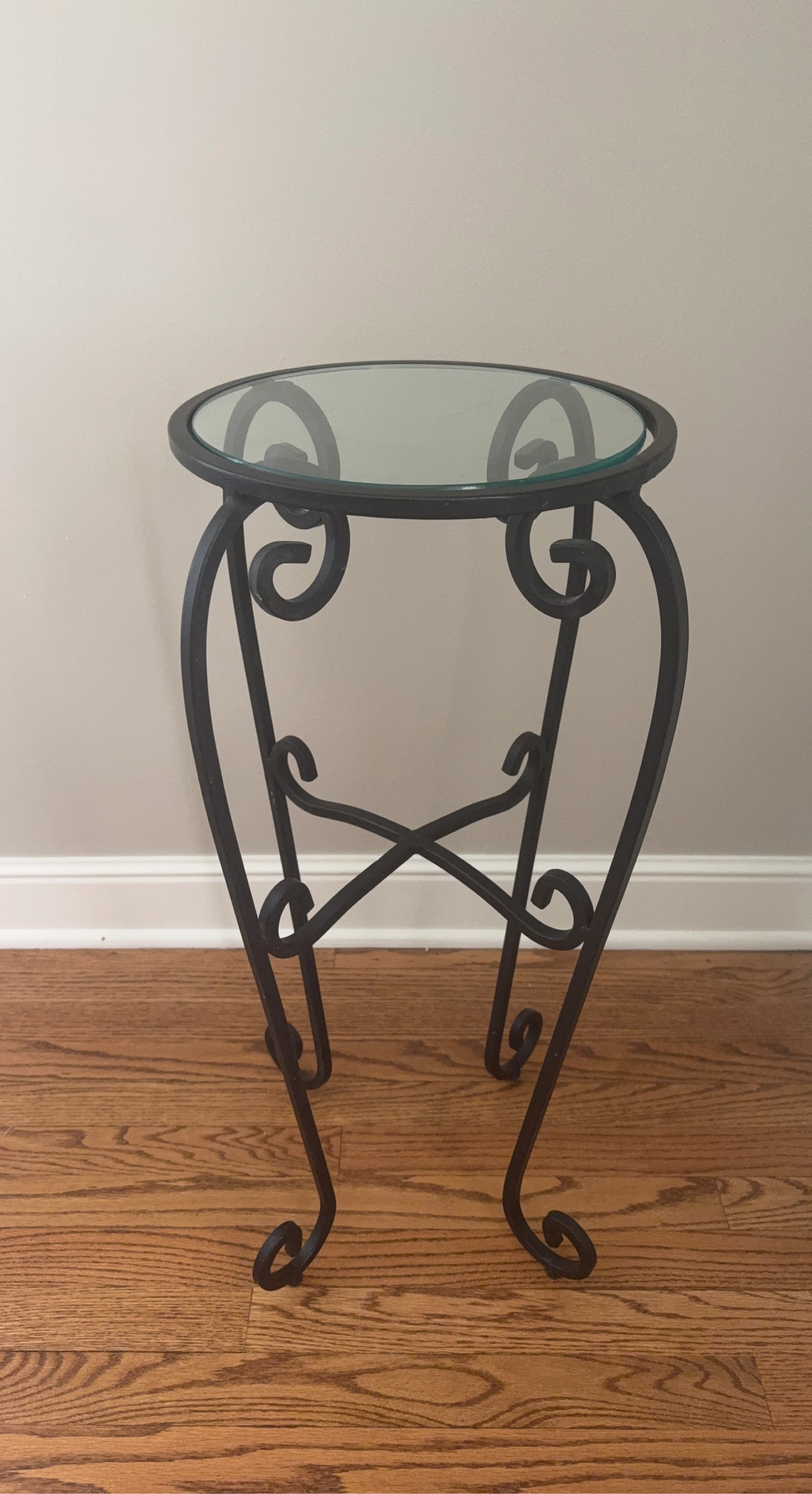 Wrought Iron Plant Stand with Glass Top