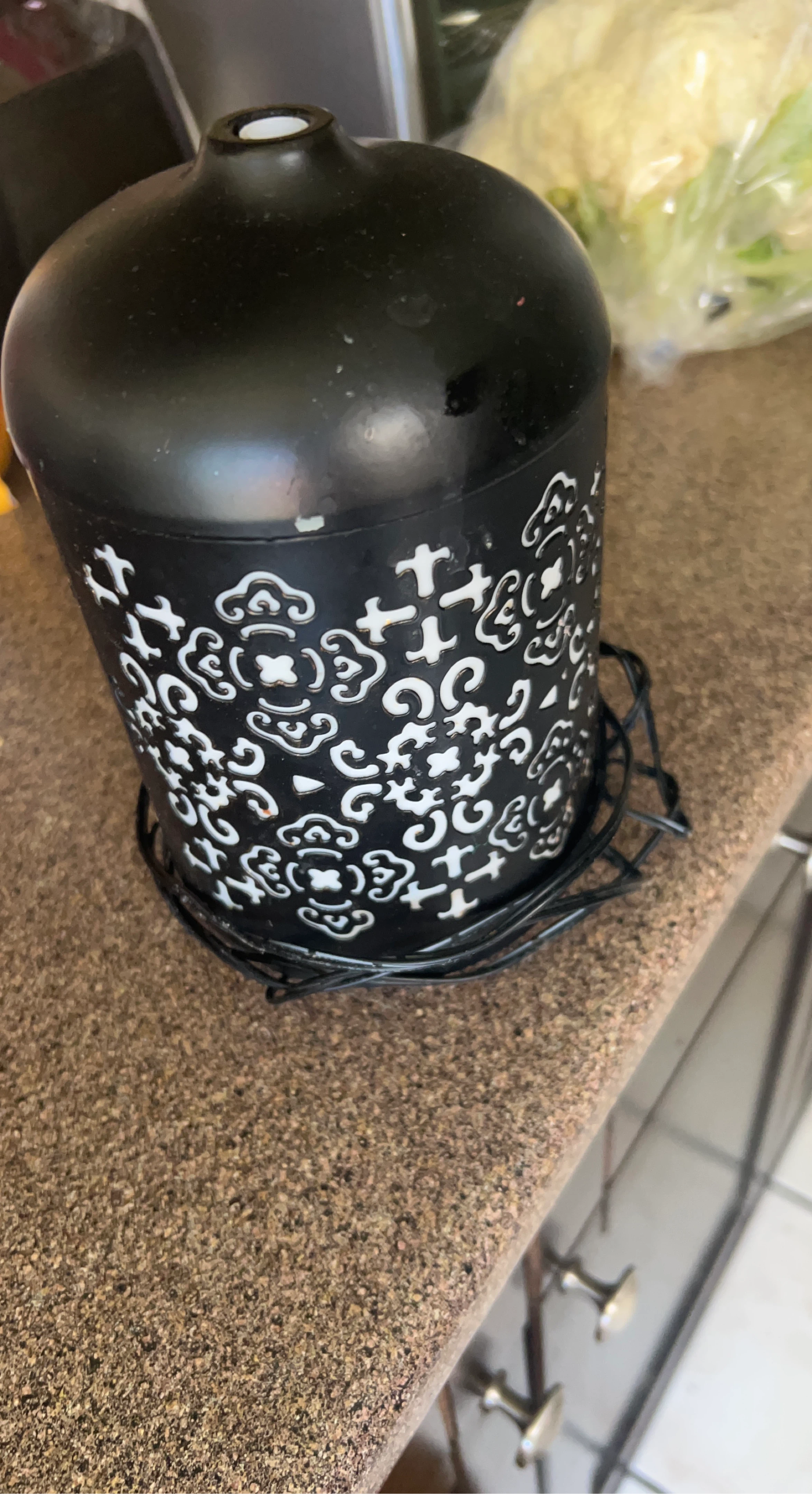 Black Decorative Lantern with White Pattern
