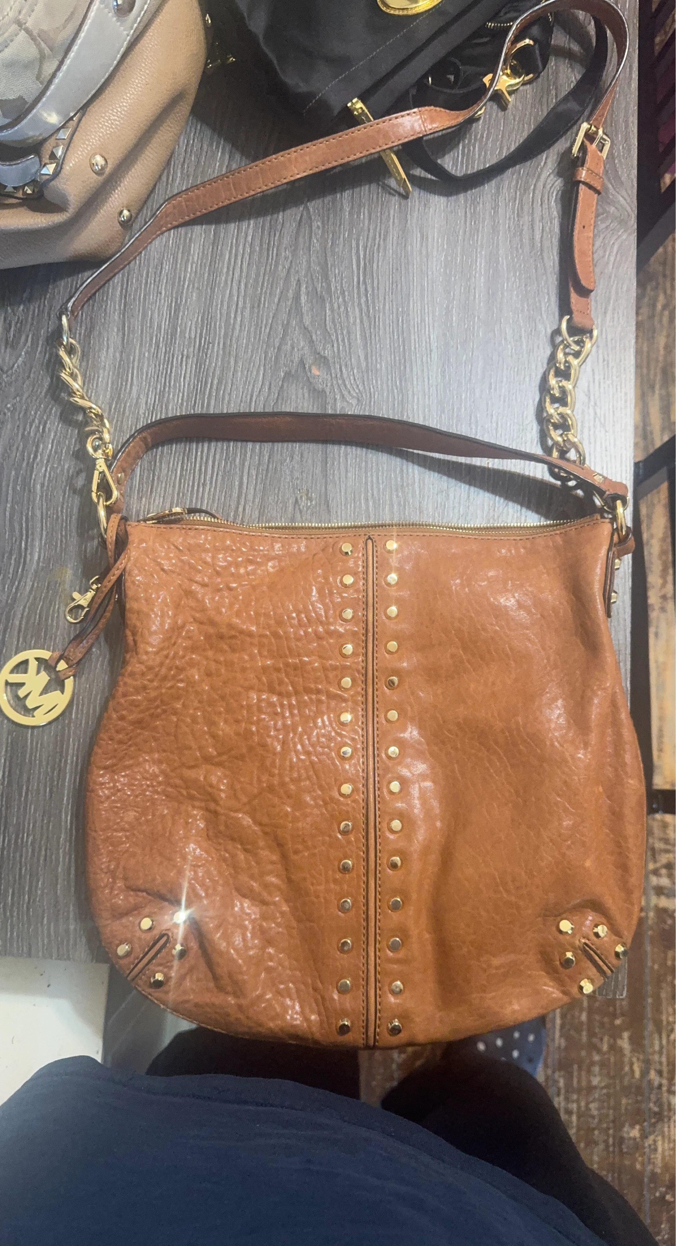 Michael Kors Studded Leather Shoulder Bag
