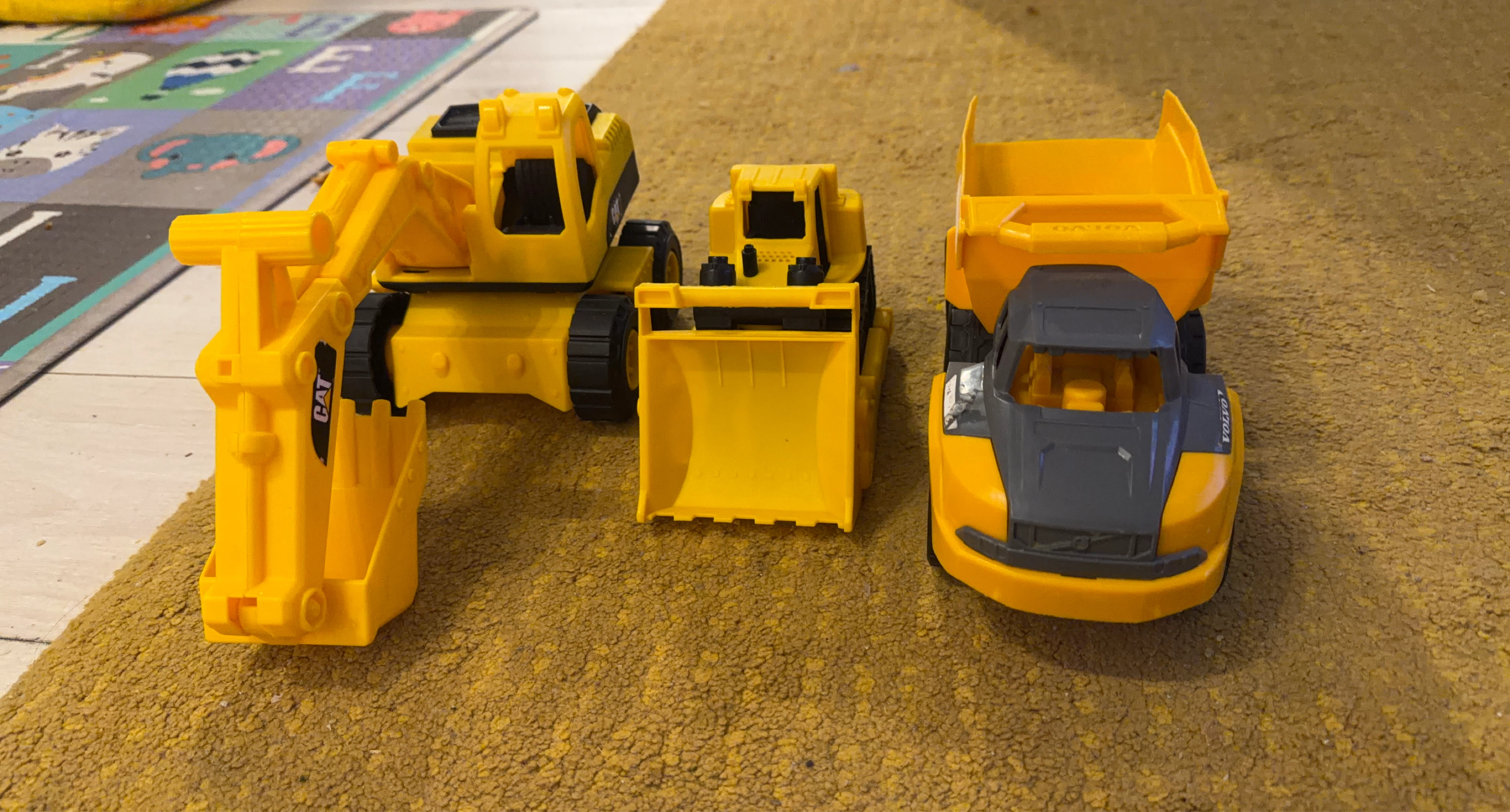 CAT and Volvo Toy Construction Vehicles