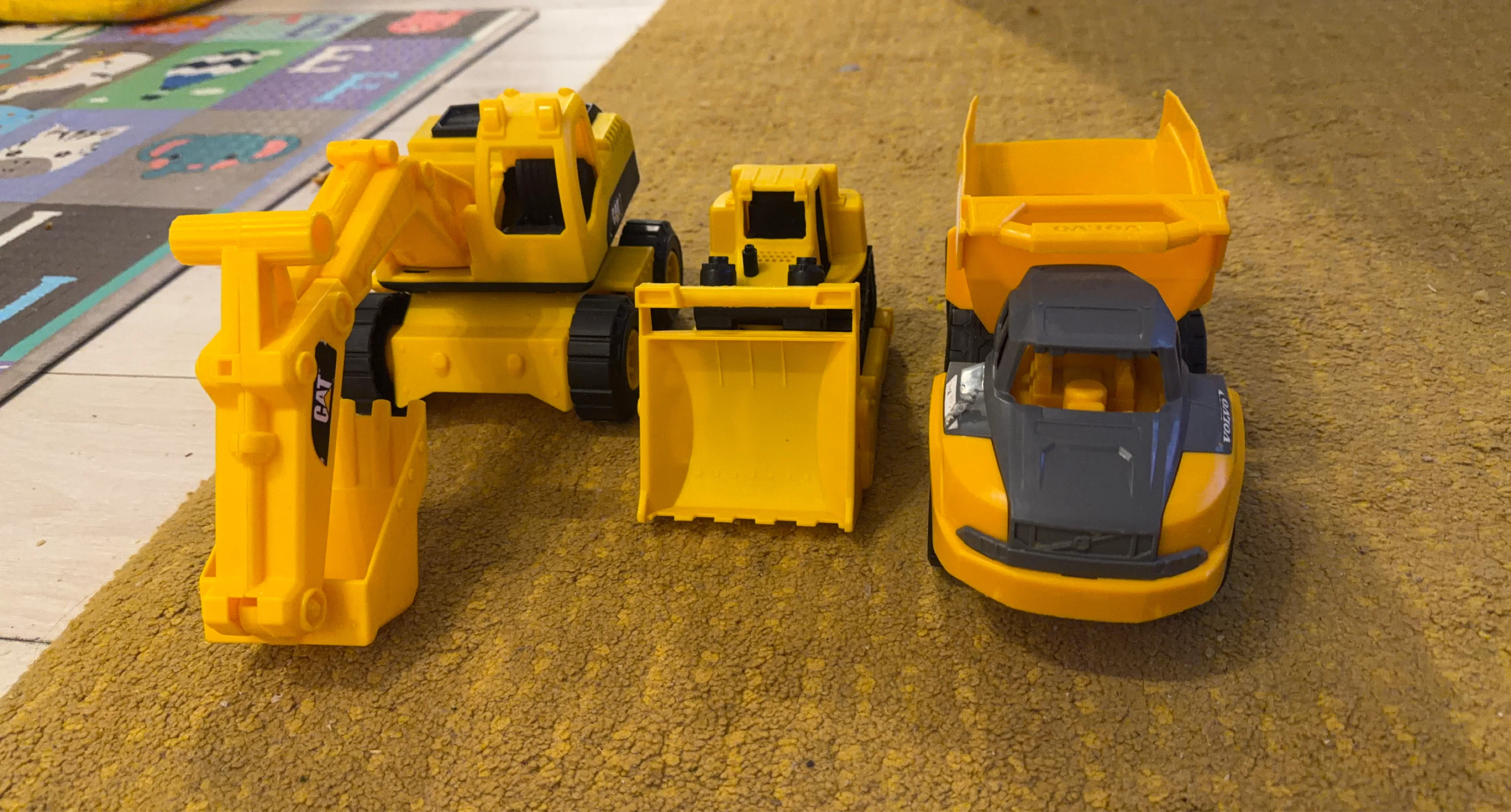 CAT and Volvo Toy Construction Vehicles