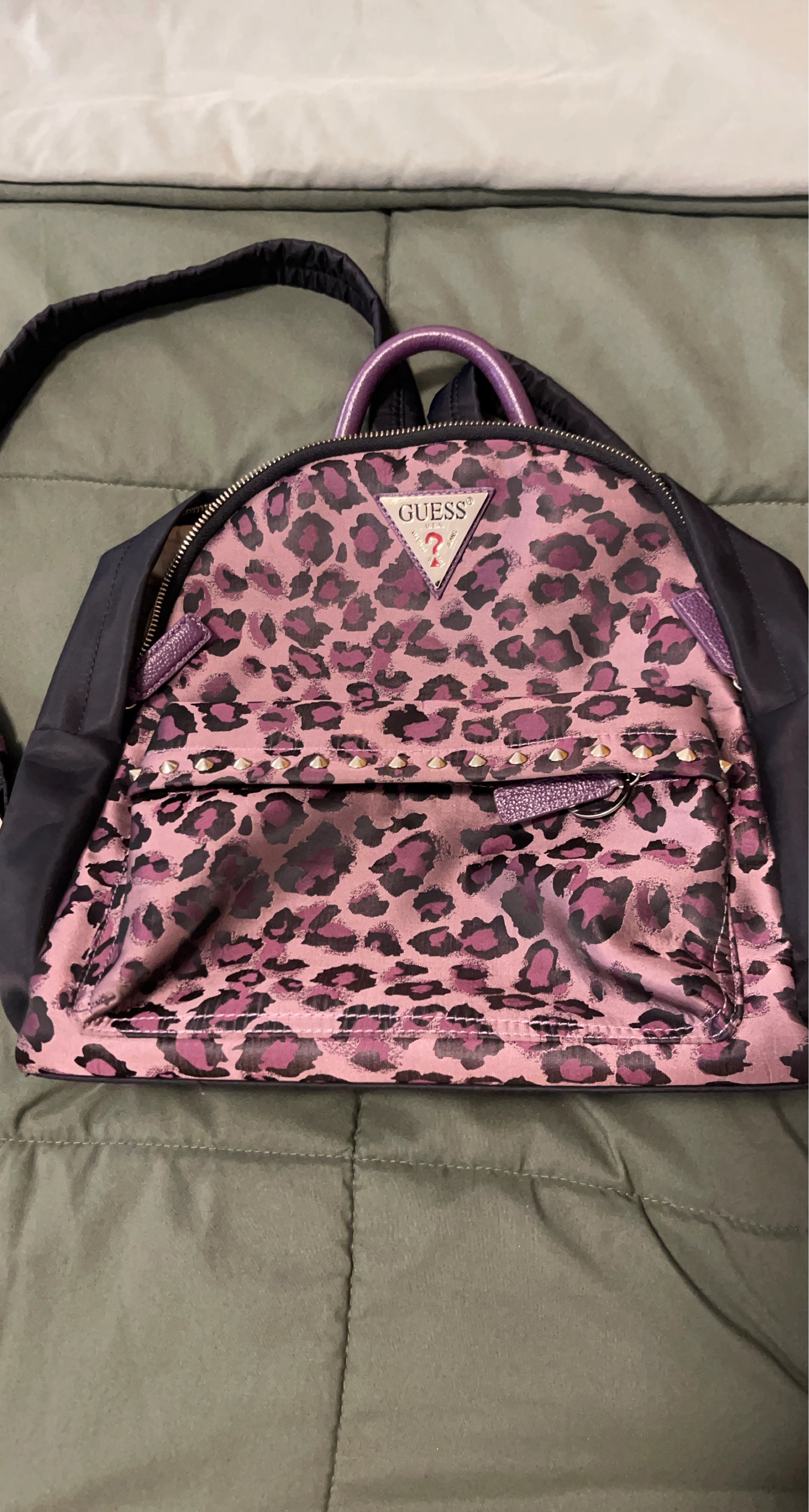 Guess Leopard Print Studded Backpack