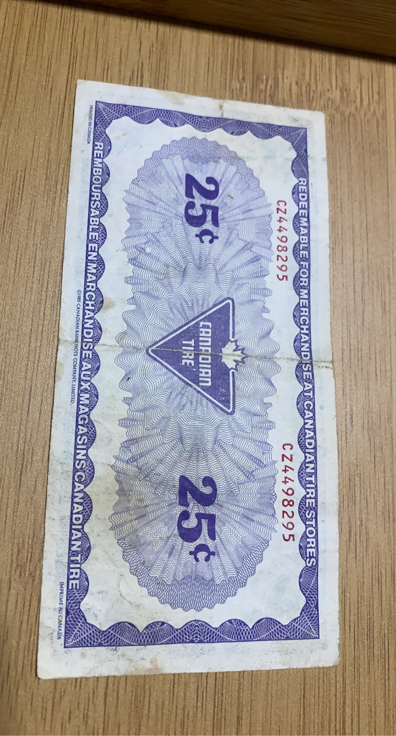 Canadian Tire 25 Cent Cash Bonus Voucher
