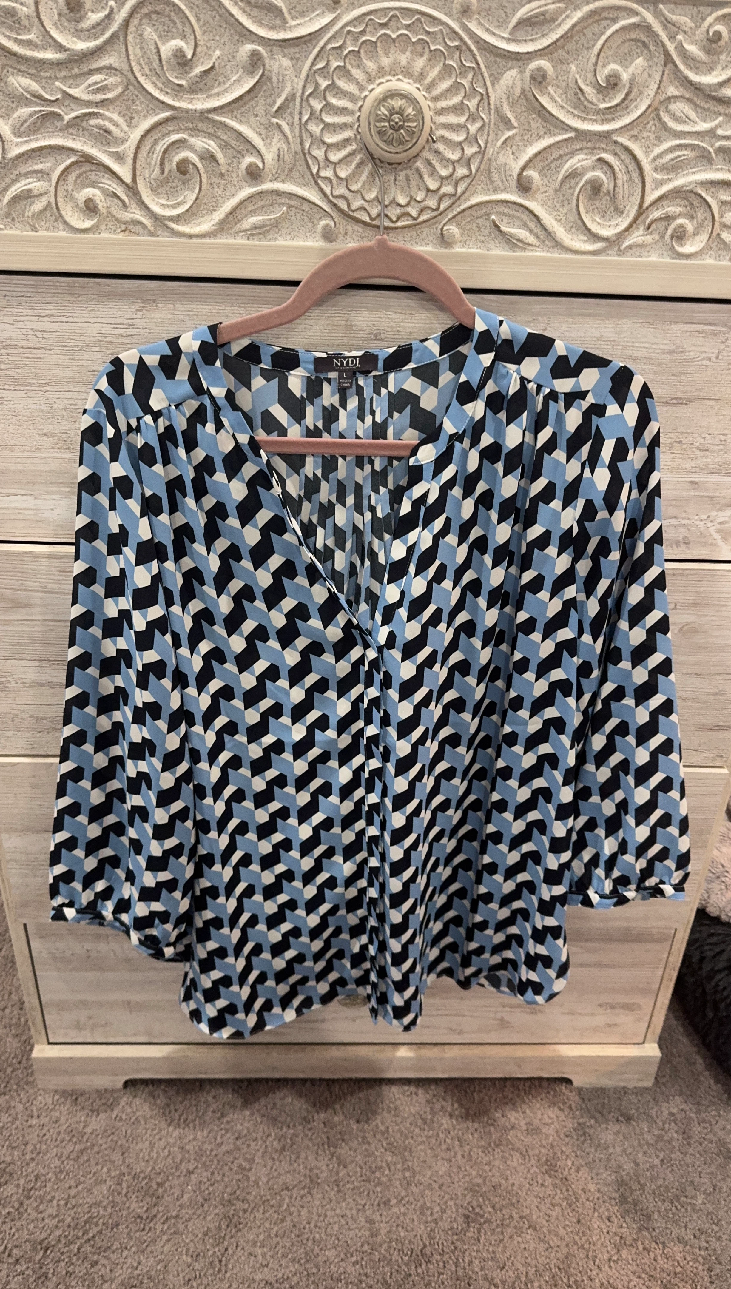 NYDJ Geometric Print V-Neck Blouse