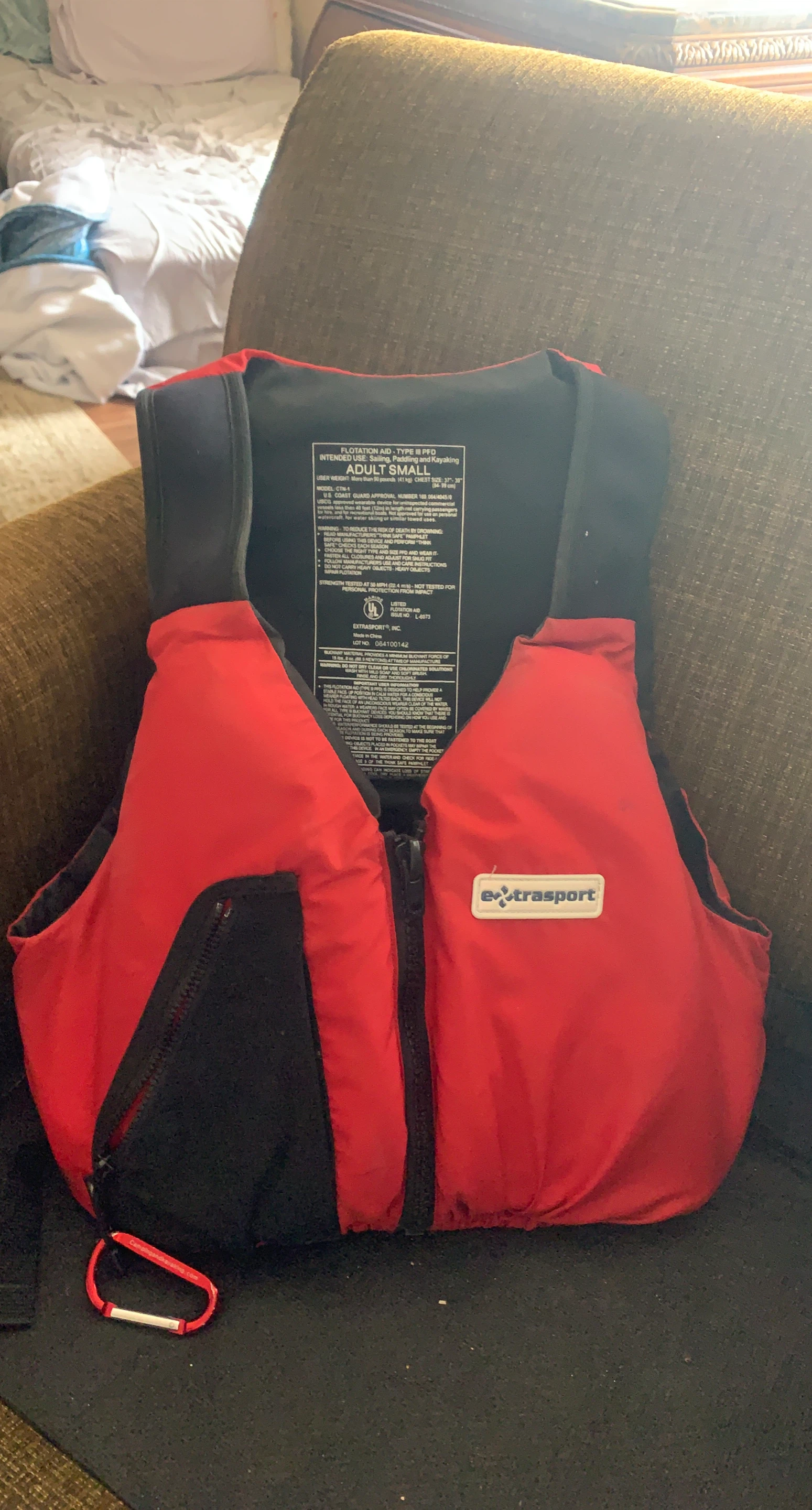 Extrasport Adult Small PFD Life Vest Red/Black