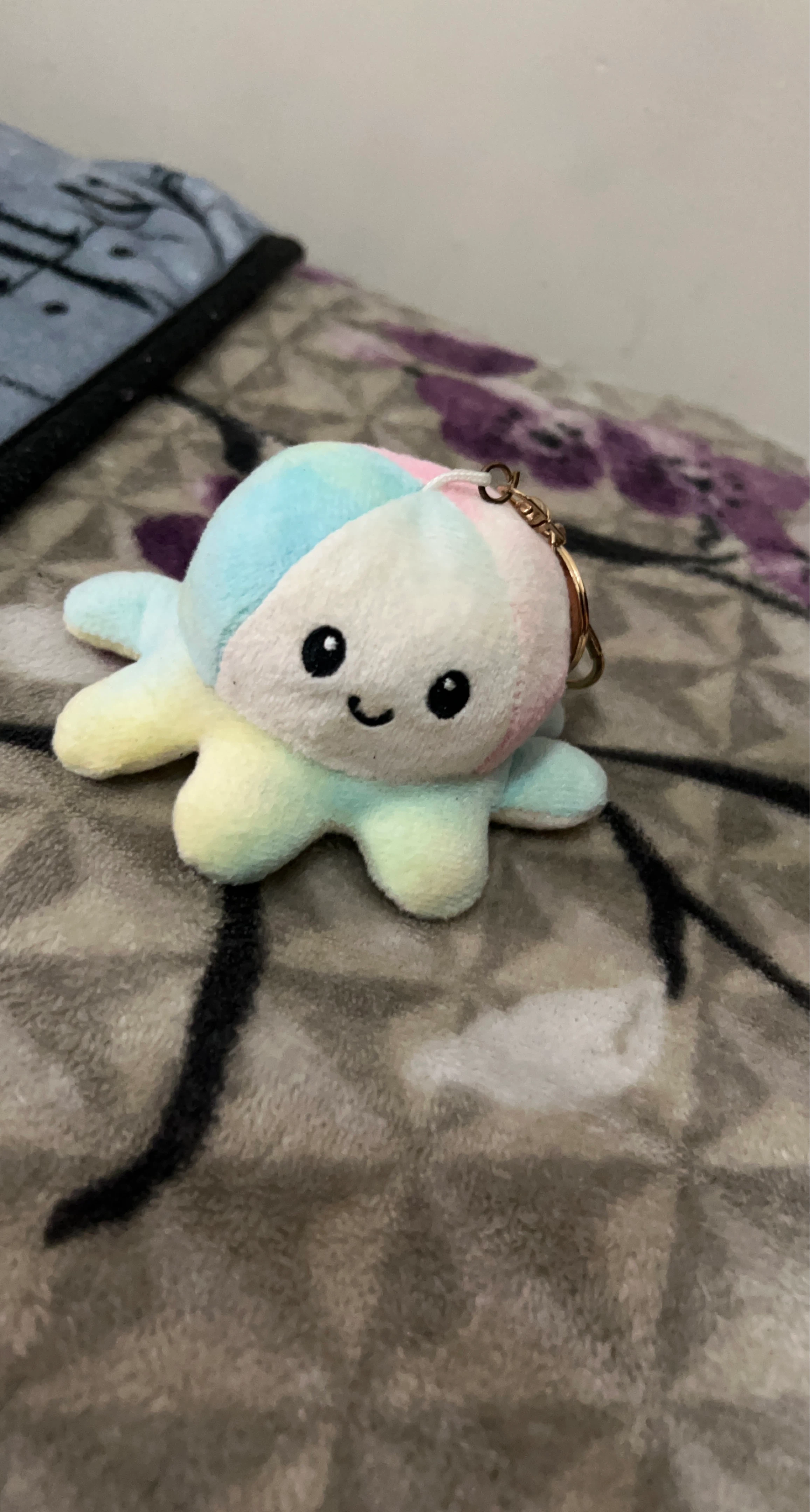 Rainbow Flippy Octopus Keychain Plush Toy