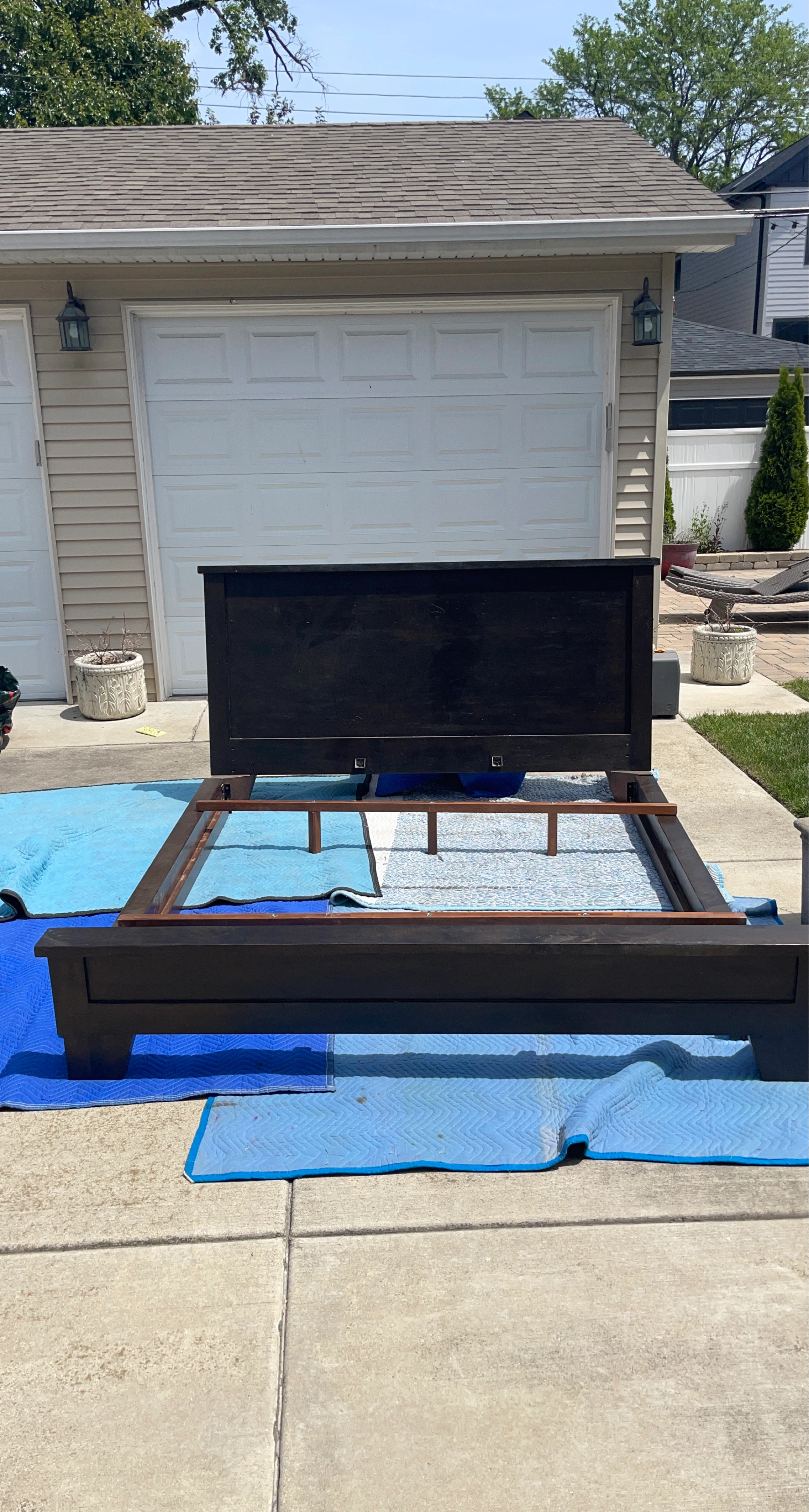 Dark Wood Bed Frame with Headboard