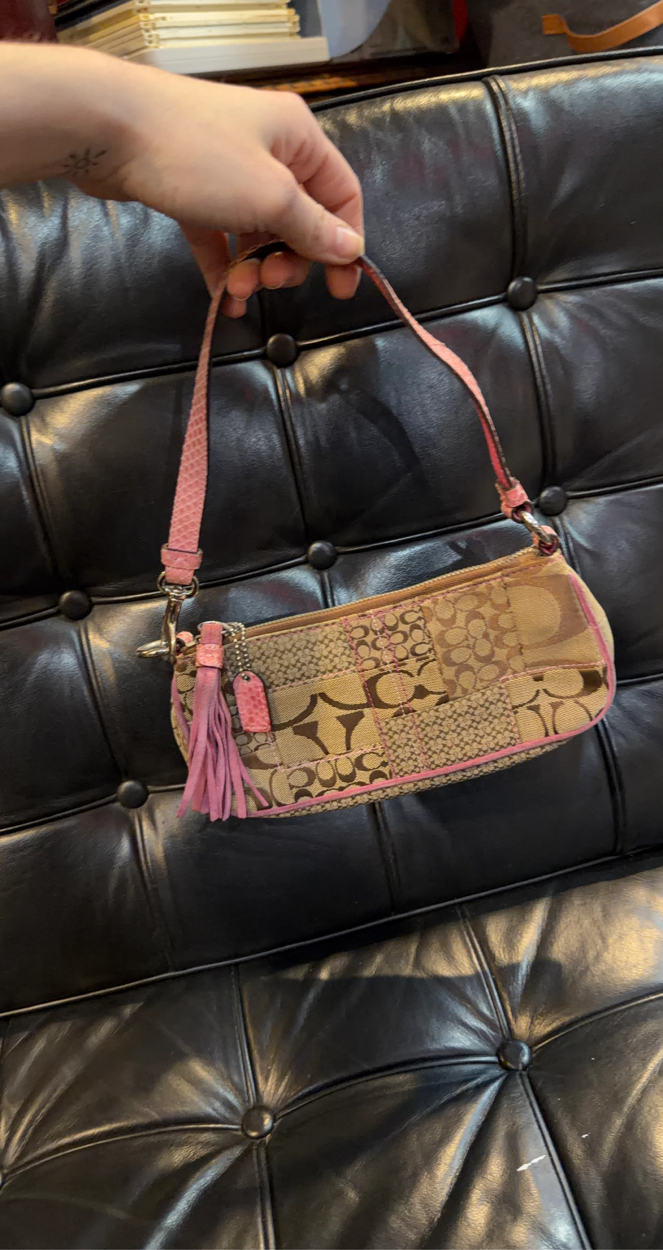Coach Wristlet/Clutch Pink Signature Patchwork