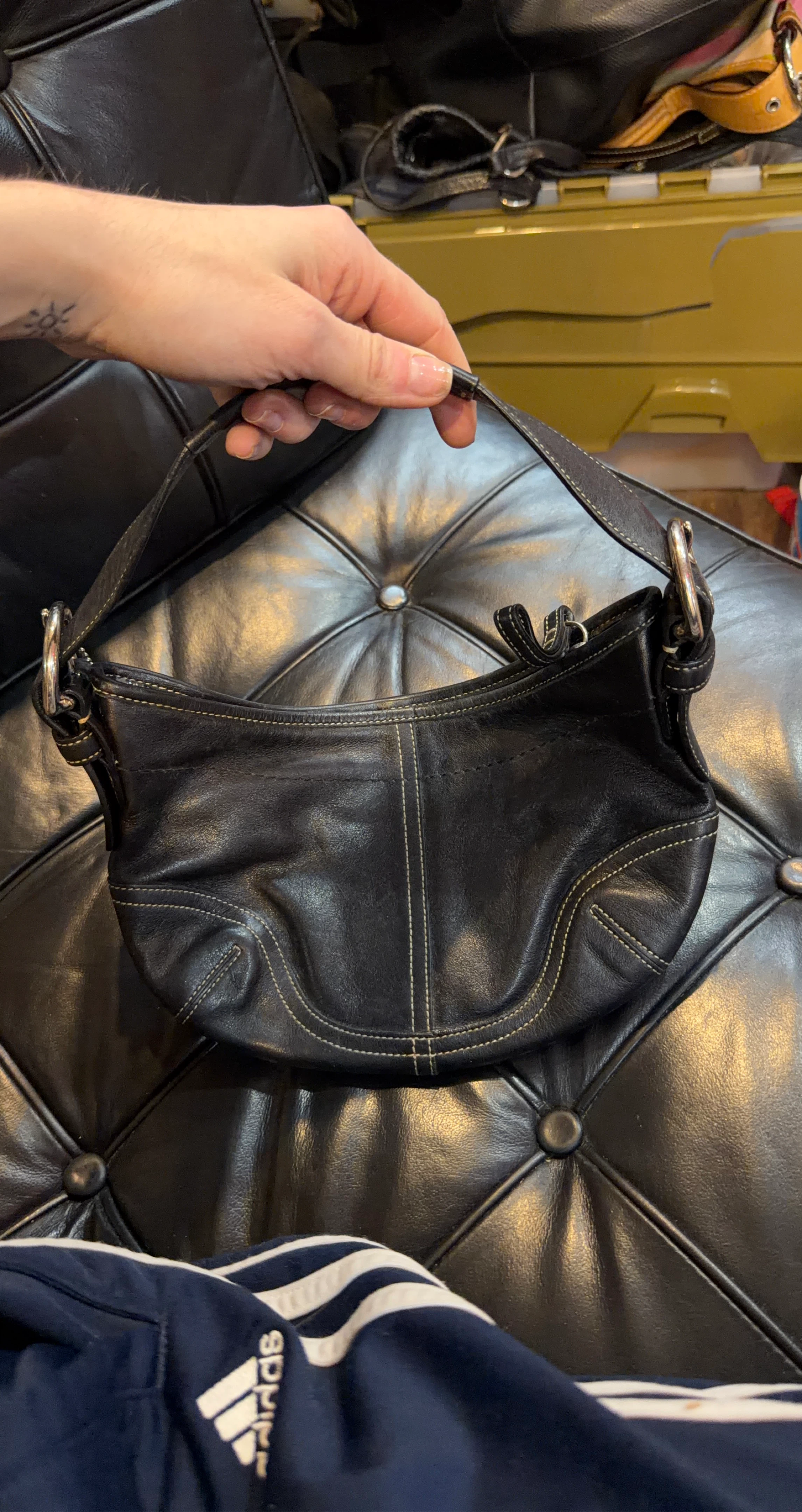 Coach Black Leather Hobo Handbag