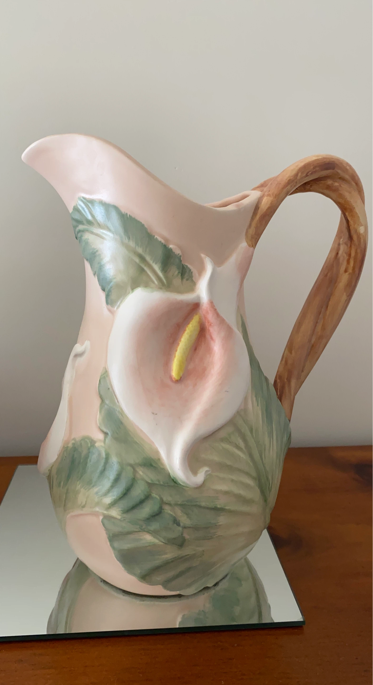 Fitz and Floyd 1987 Pink Calla Lily ceramic jug