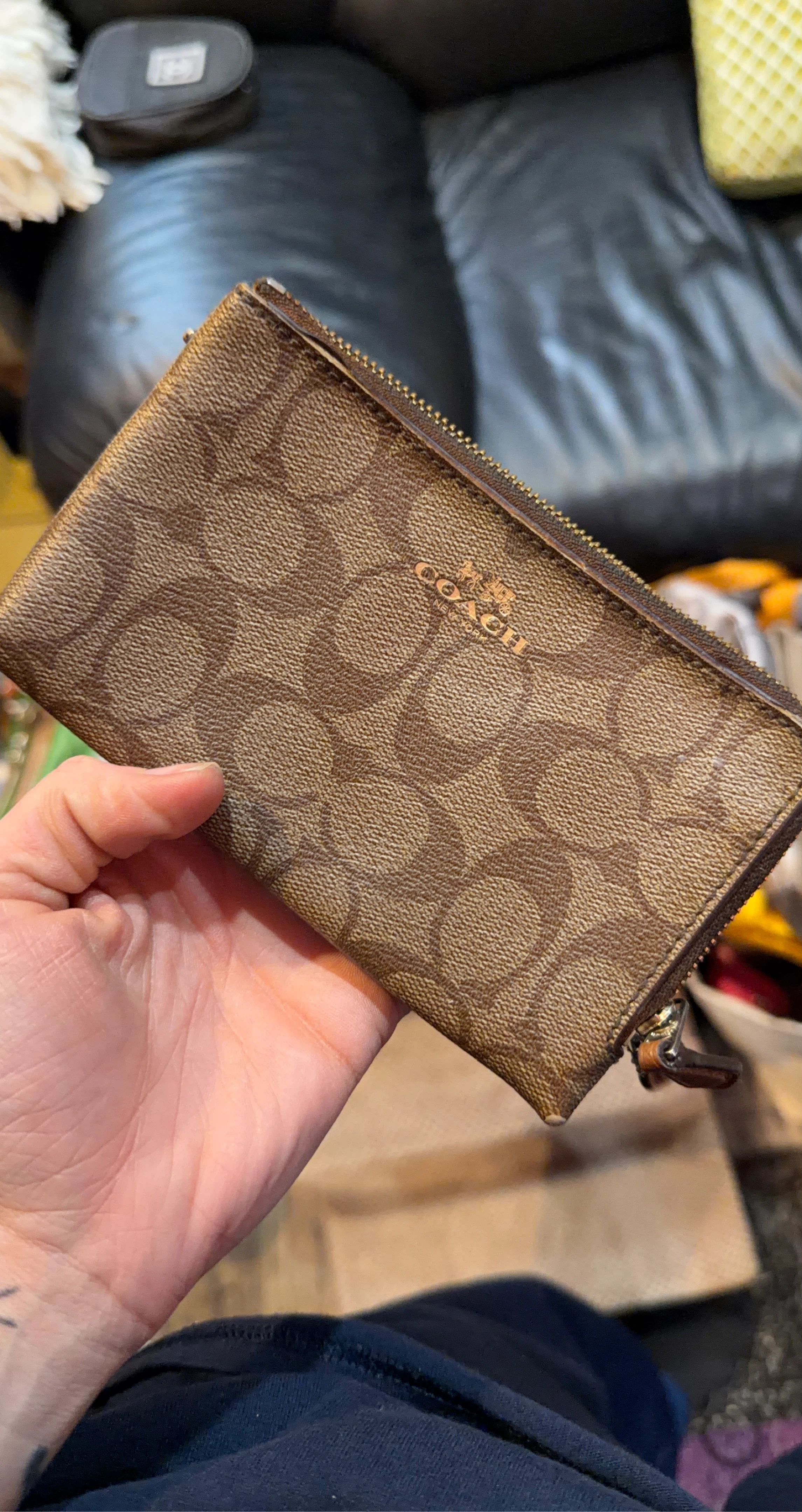 Coach Signature C Print Double Zip Wristlet