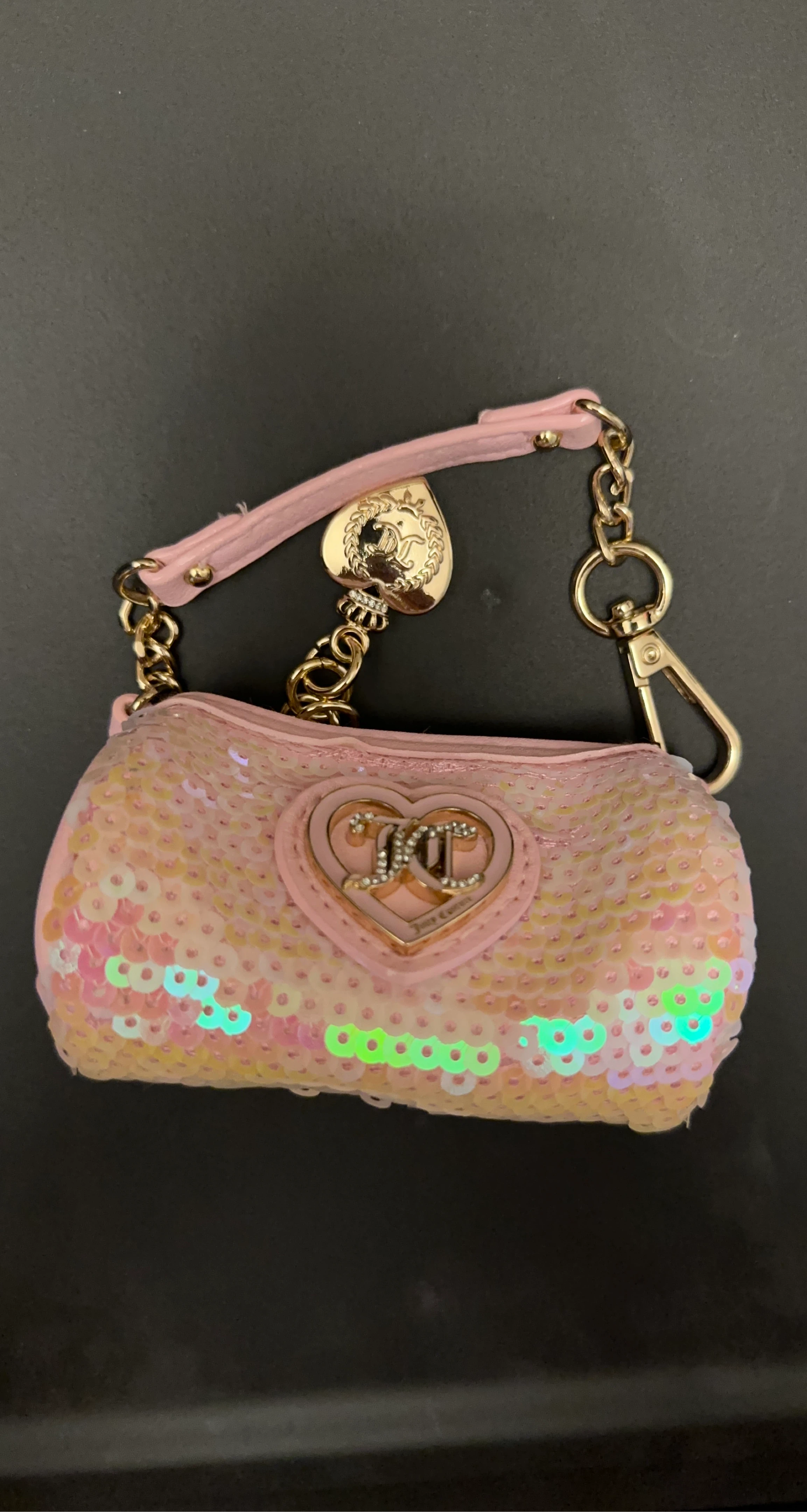 Authentic Juicy Couture Pink Sequin Mini Bag Keychain