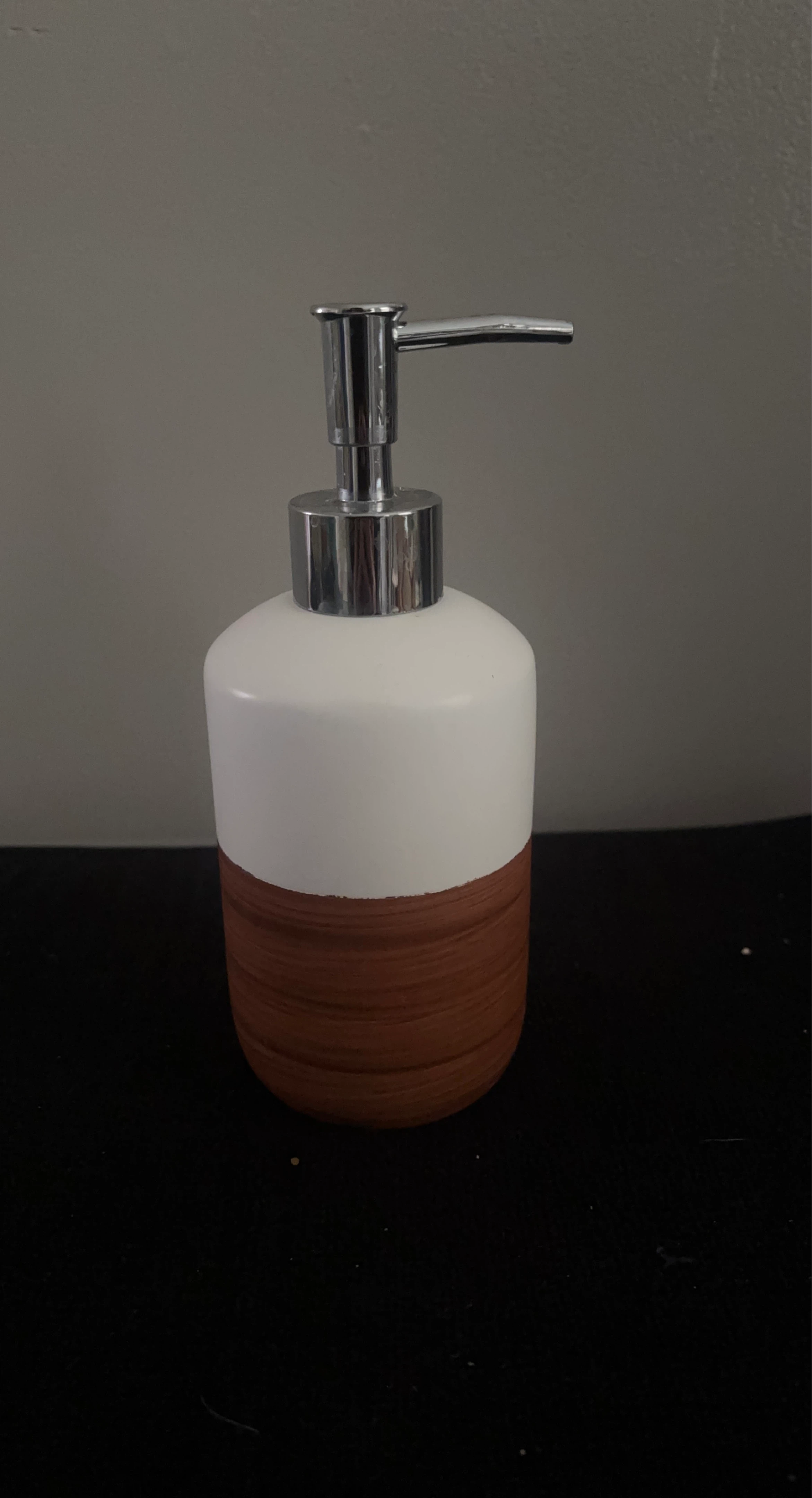 White and Brown Ceramic Soap Dispenser
