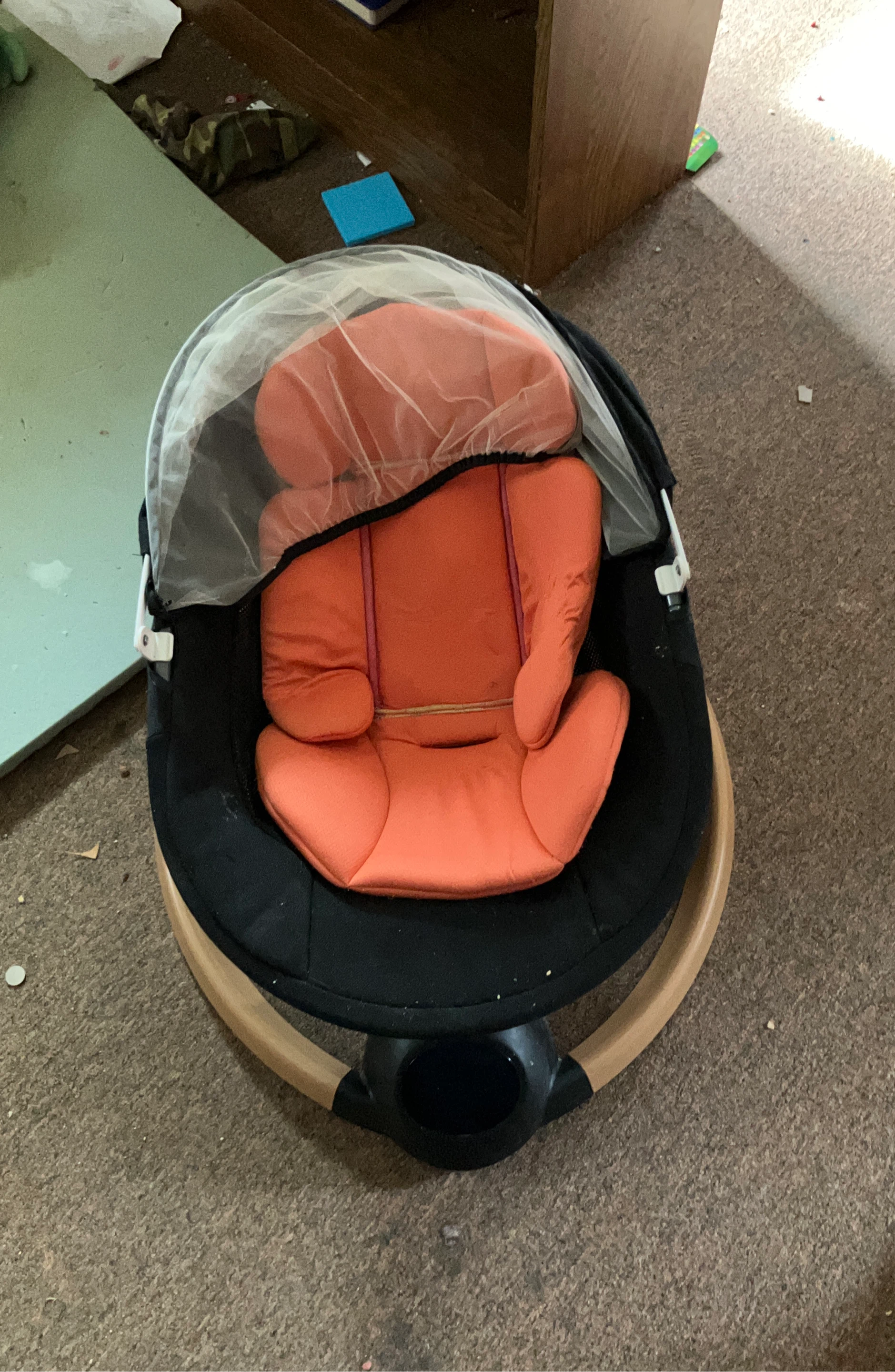 Orange and Black Baby Bouncer with Canopy