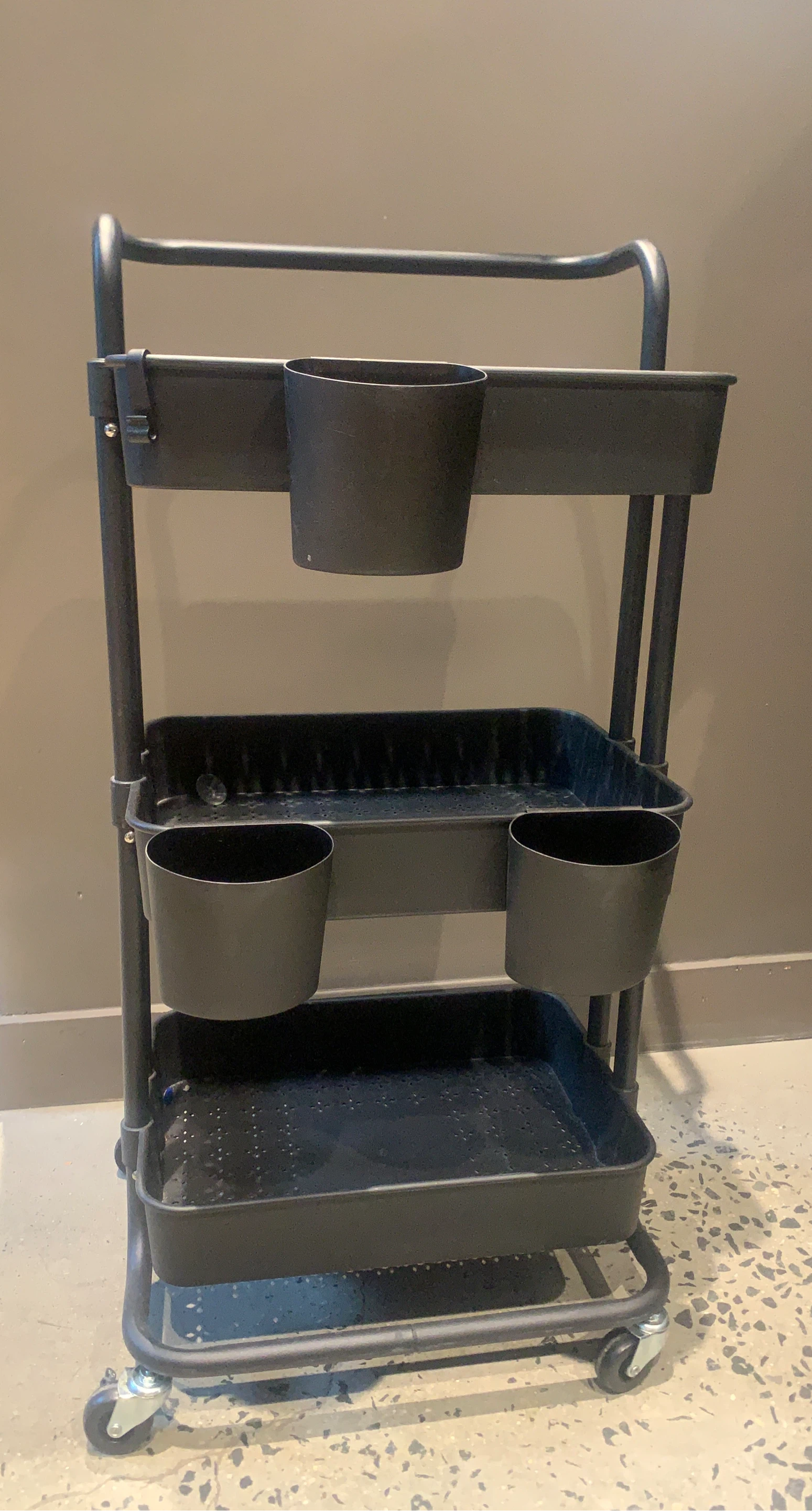 Black 3-Tier Rolling Cart with Organizers