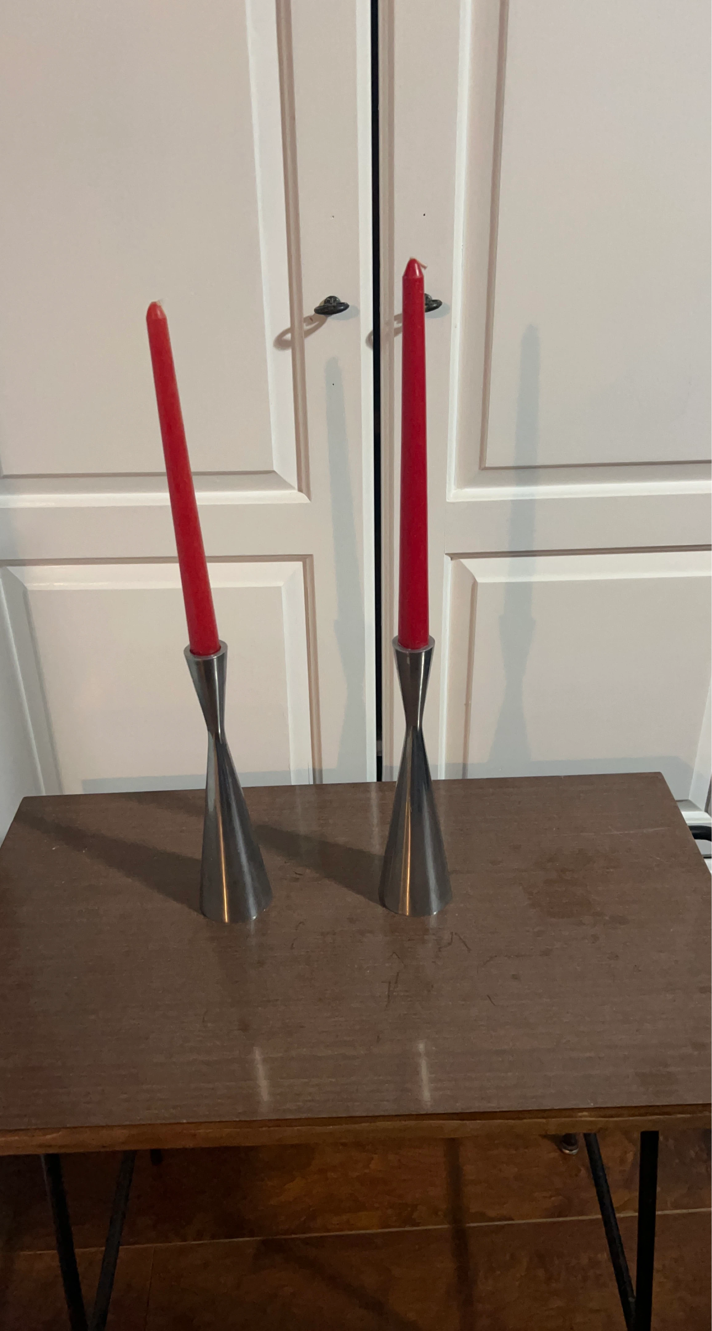 Modern Metal Candlesticks Set of 2