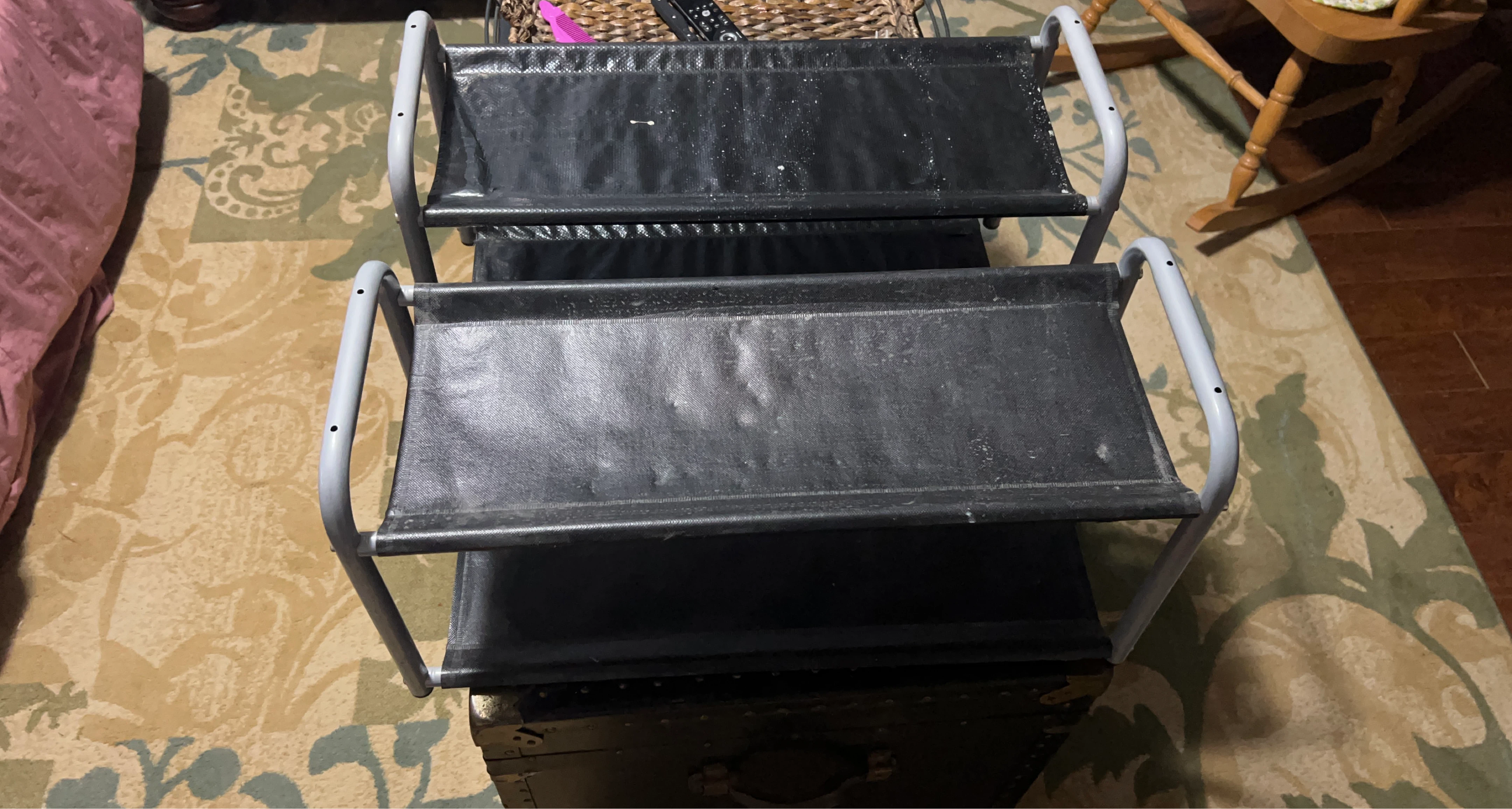 2-Tier Black Fabric Shelf Unit