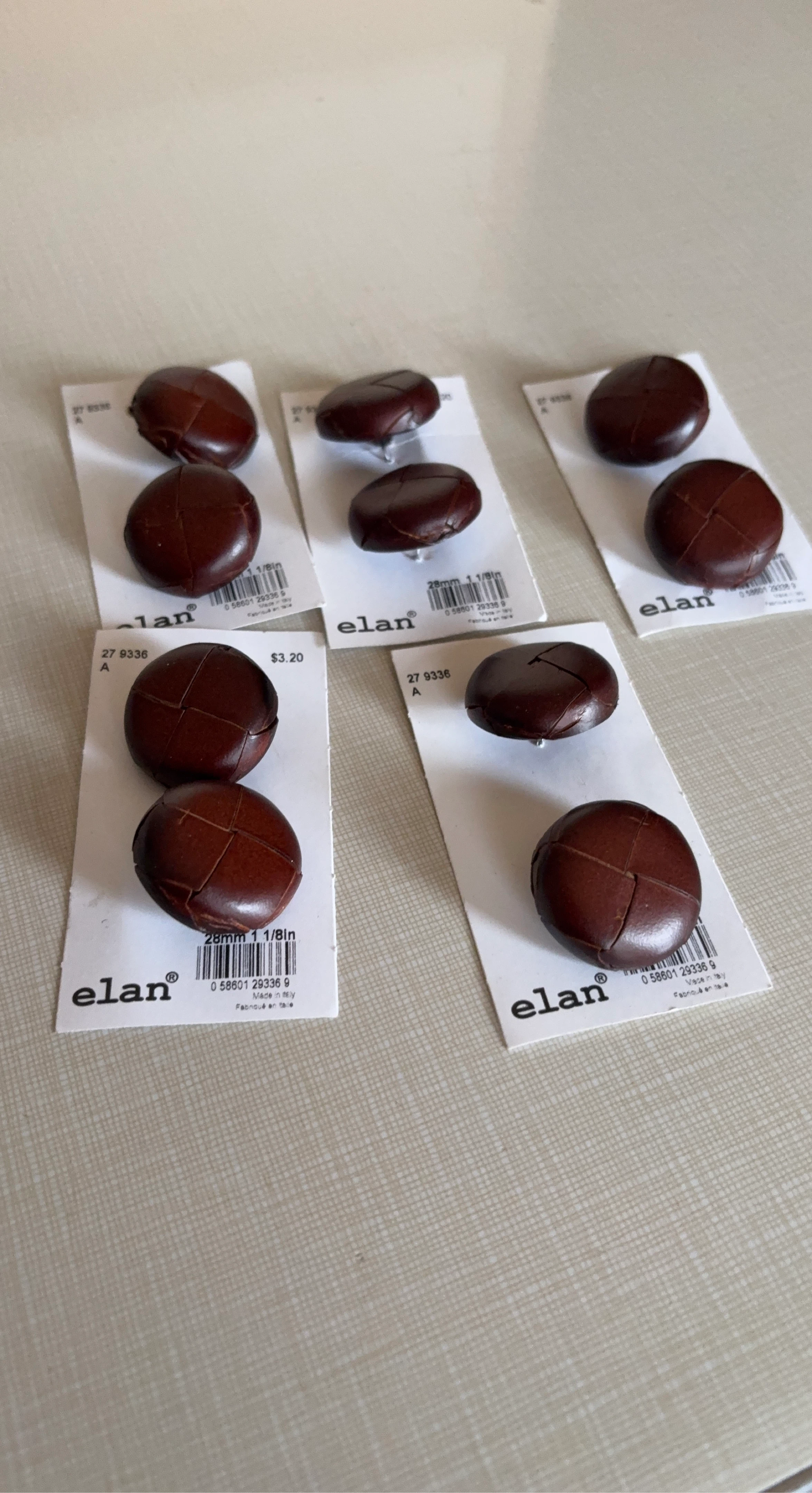 Elan Brown Leather Buttons (Set of 2)