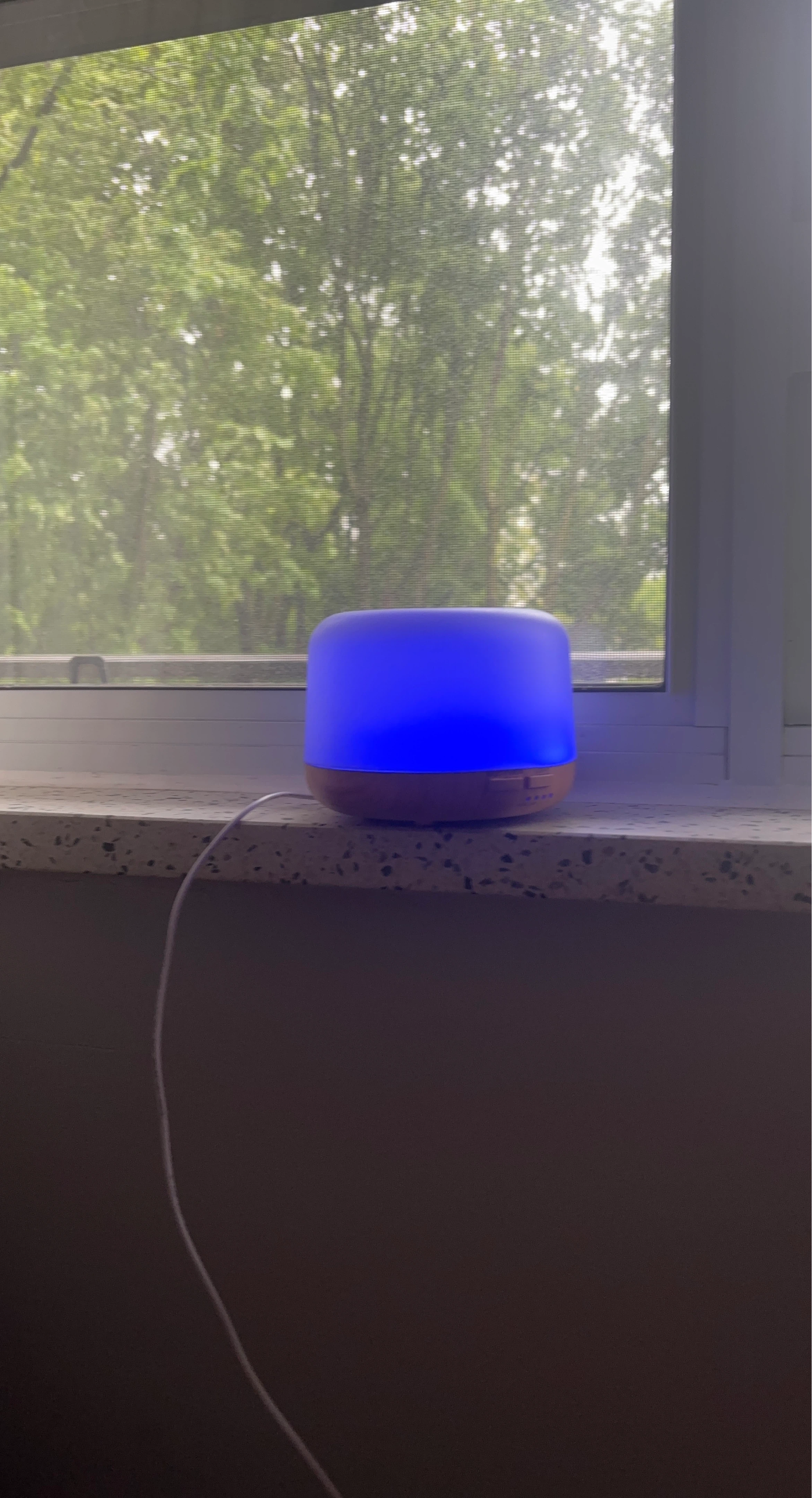 White Aroma Diffuser with Wooden Base