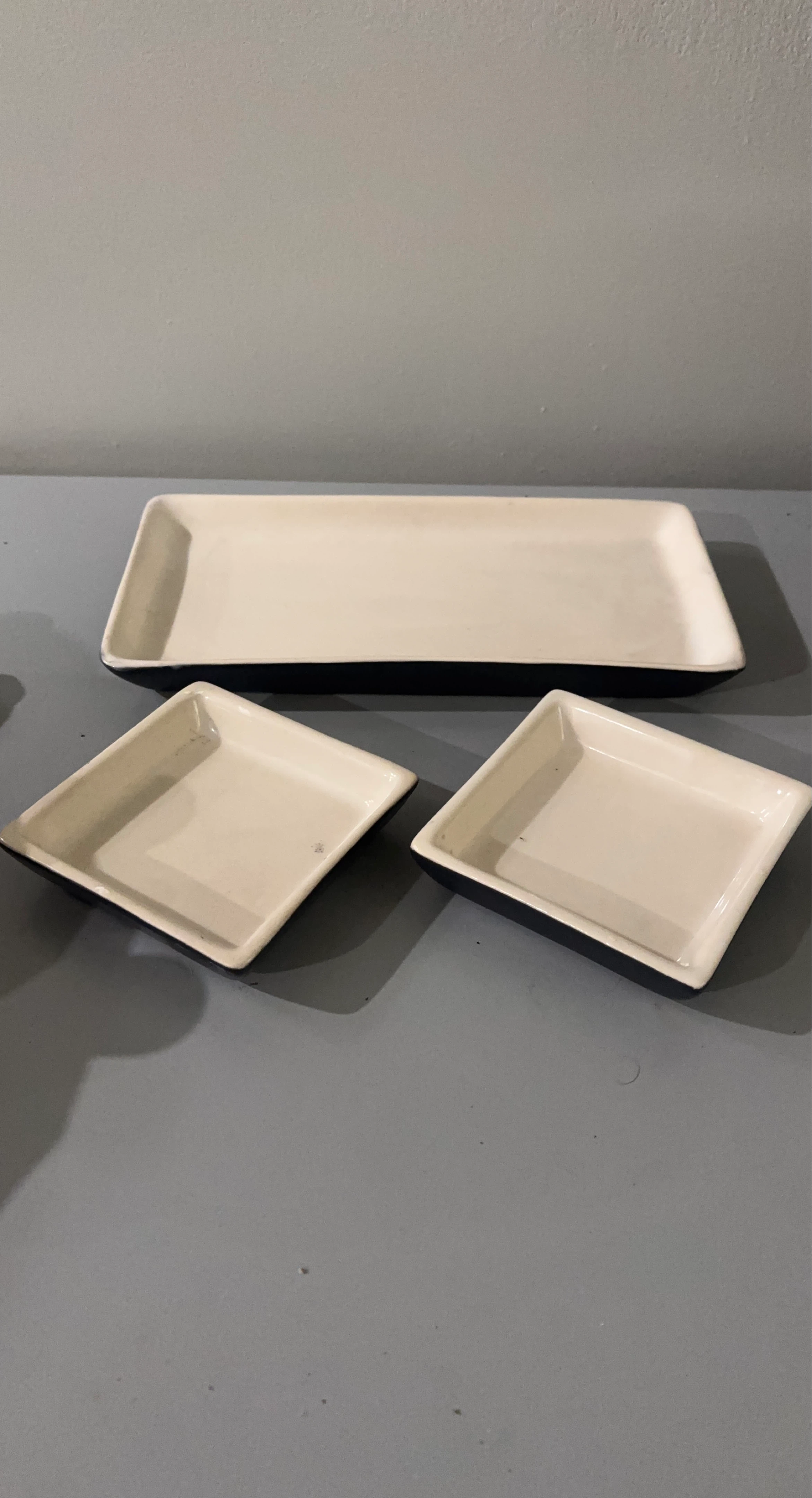 Black Serving Tray and Dish Set