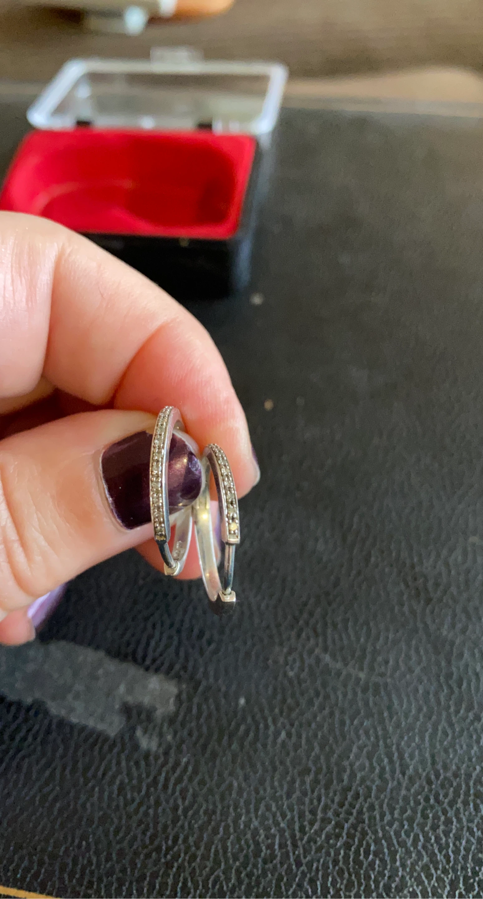 Silver and diamond Hoop Earrings
