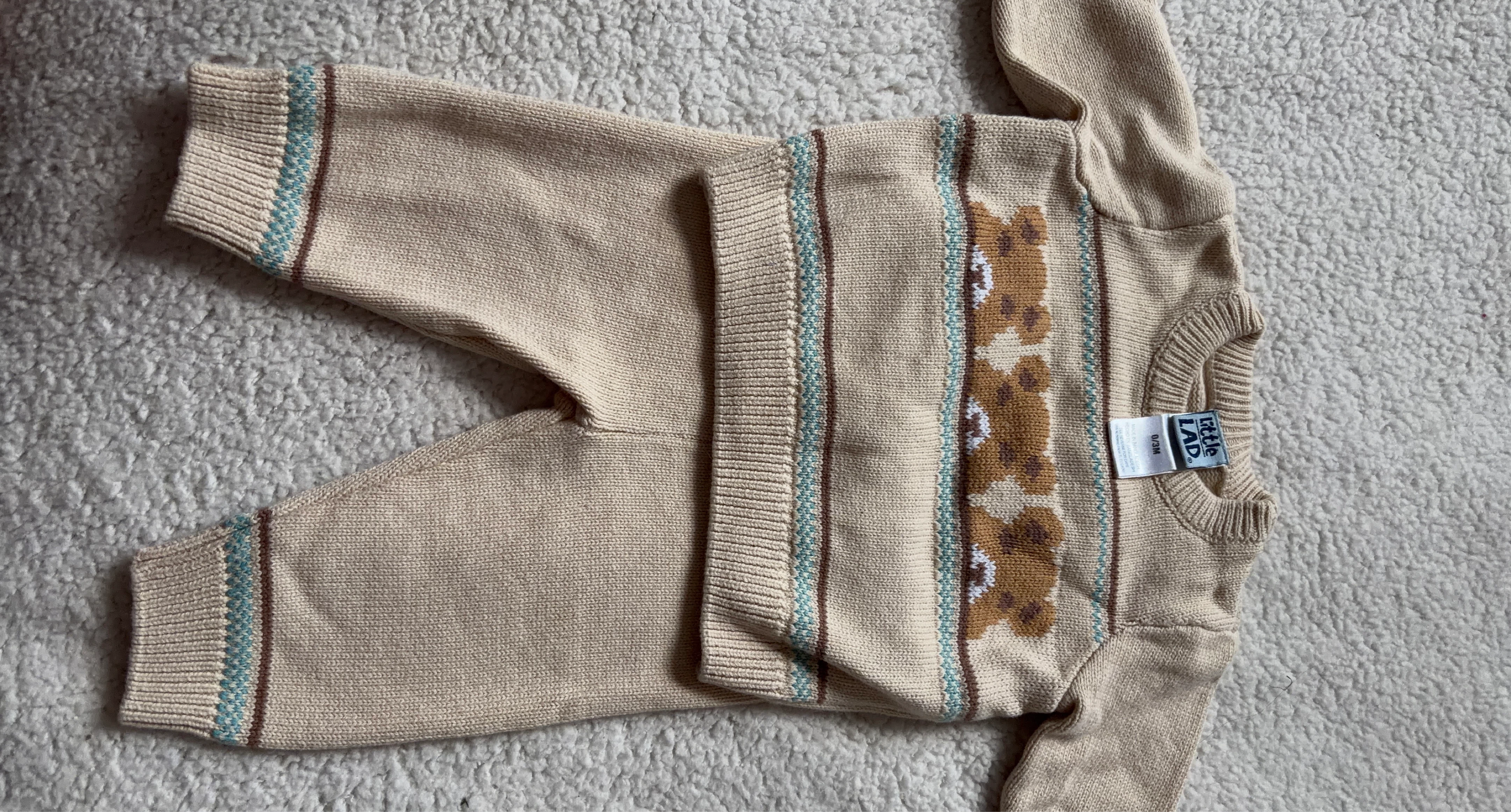 Little Lad Baby Bear Sweater and Pants Set 0-3 Months
