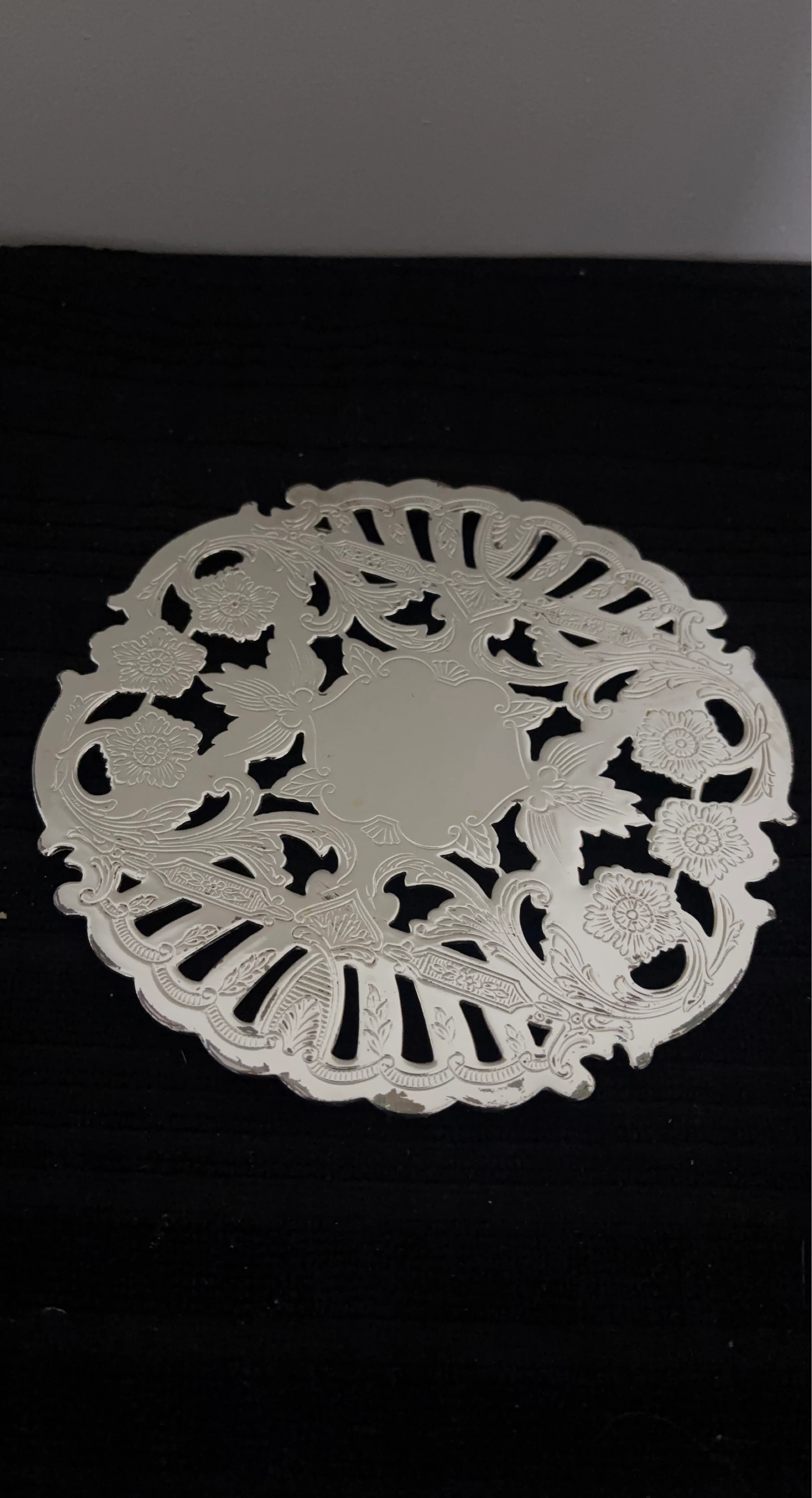 Silver Plated Ornate Round Trivet/Pot Holder