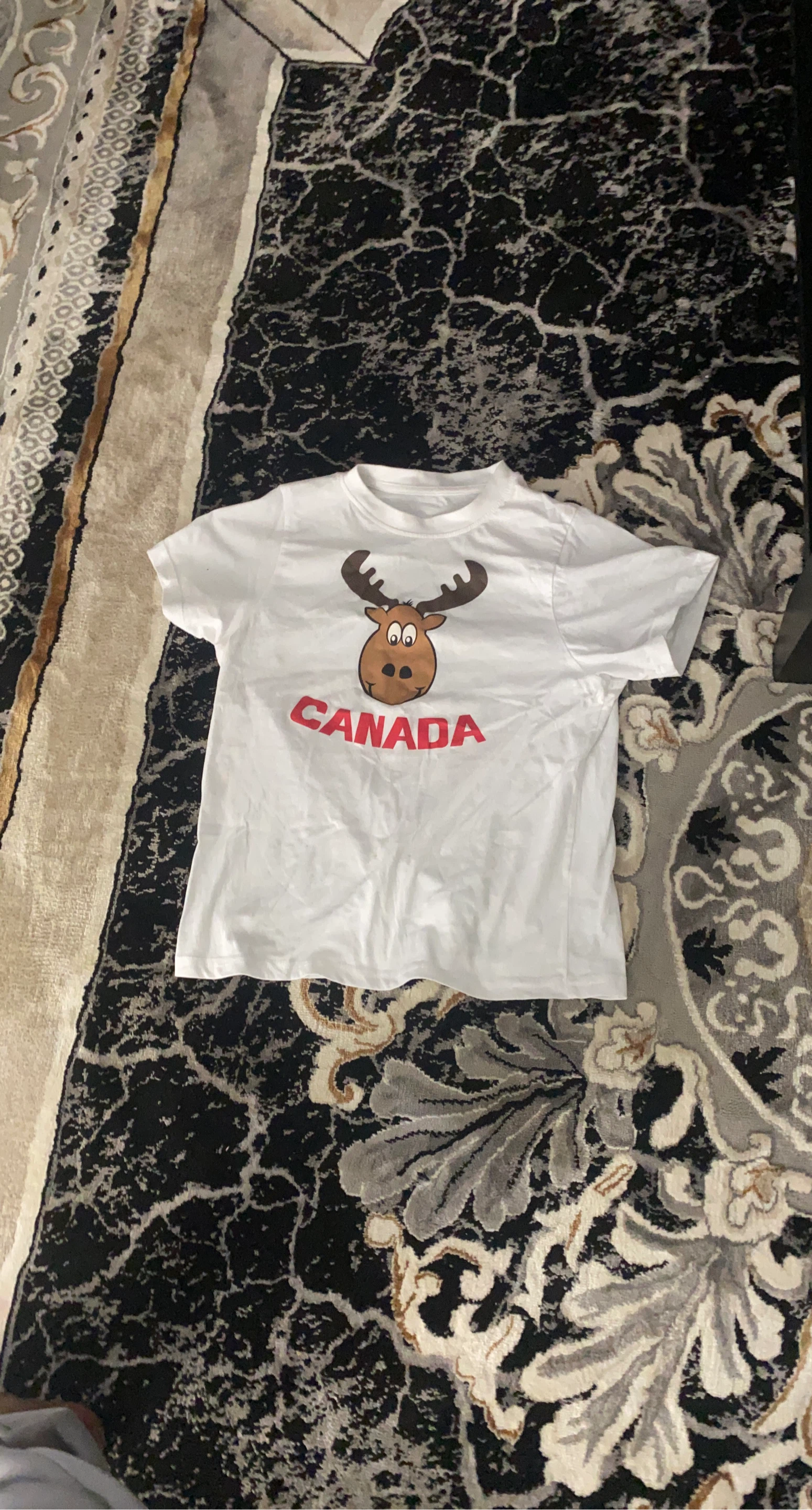White T-Shirt with Moose and "Canada" Graphic
