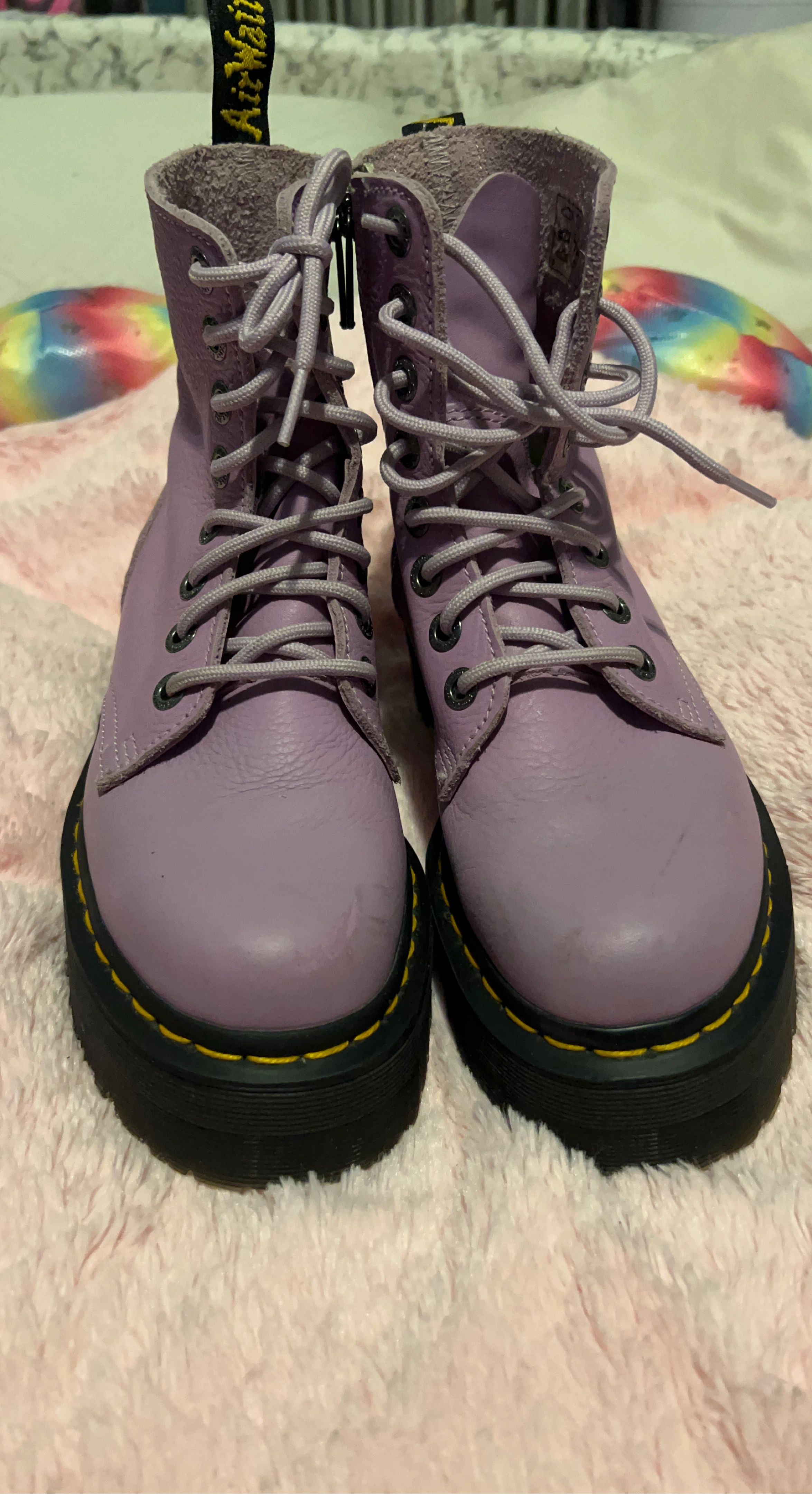 Dr. Martens Purple Leather Platform Boots