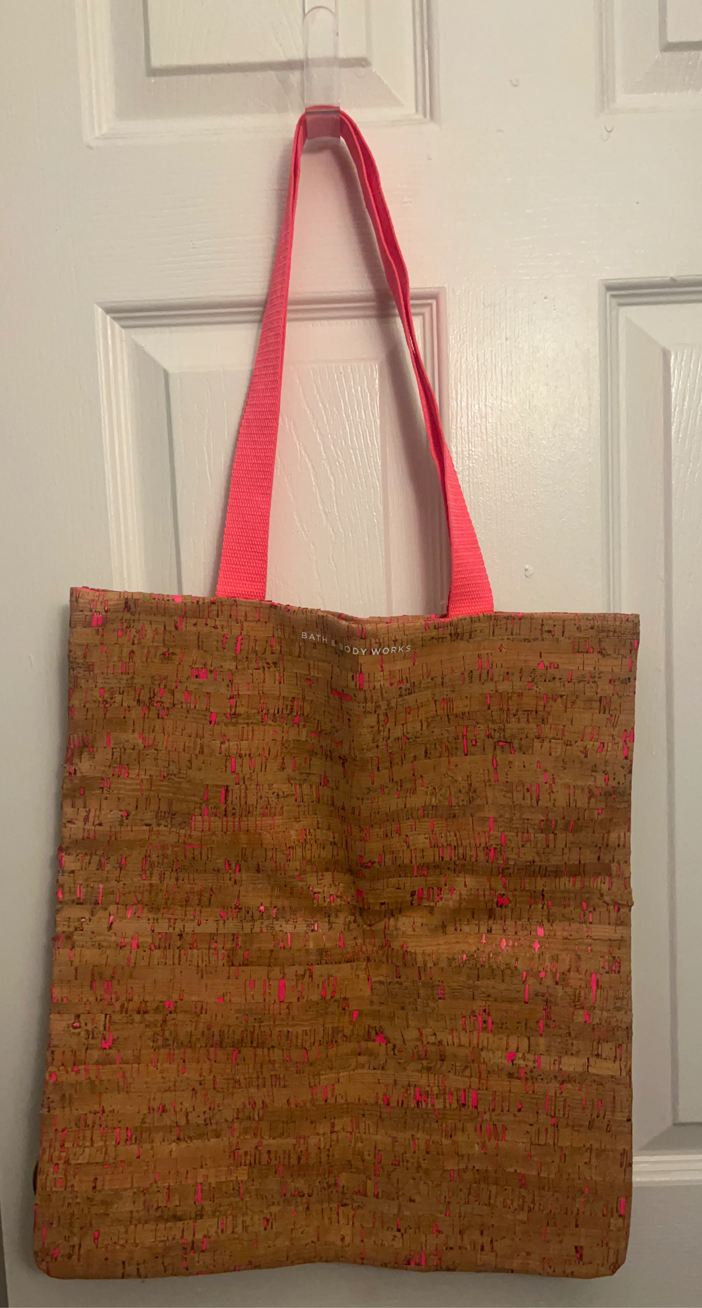 Bath & Body Works Cork Tote Bag with Pink Straps