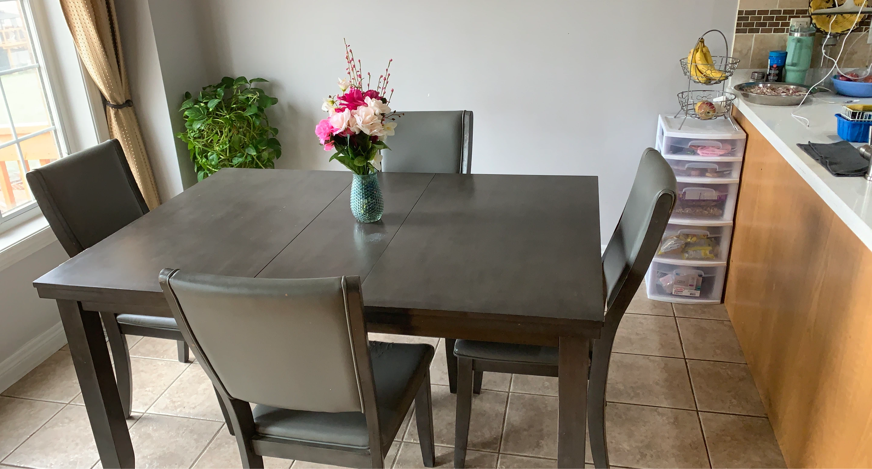 Dark Grey Dining Table with 4 Chairs