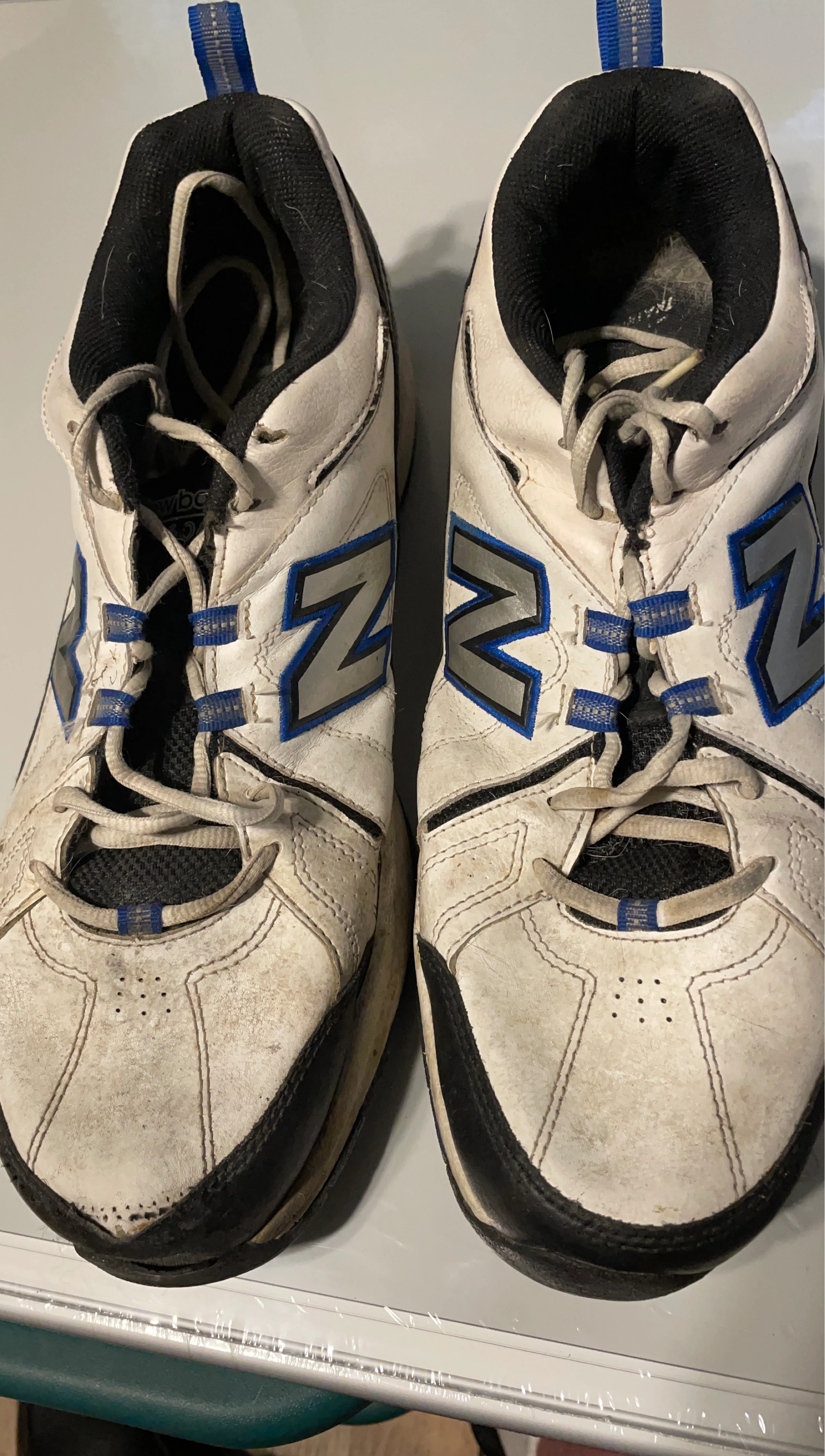 New Balance White and Blue Athletic Shoes