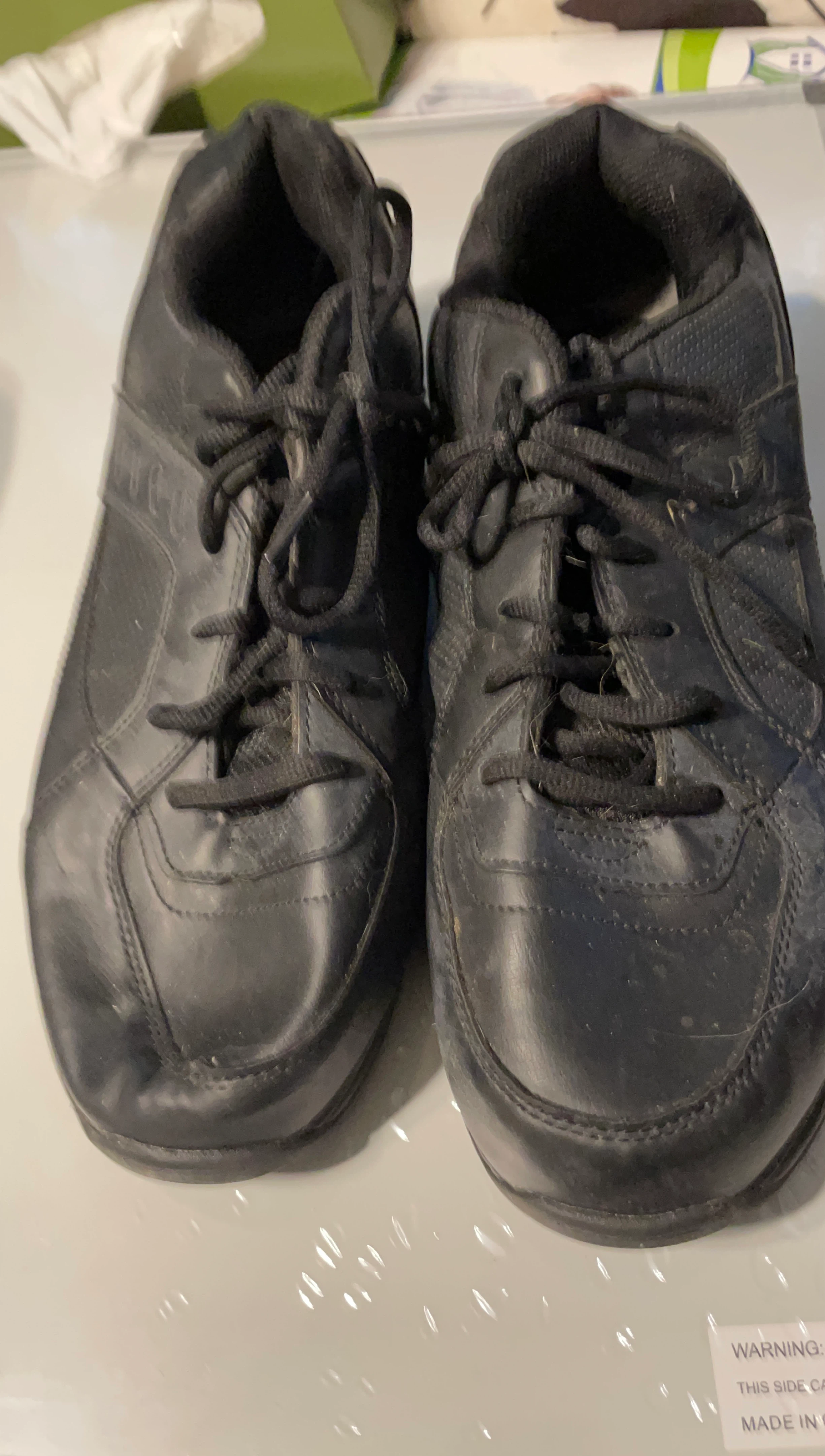 Black Leather Lace-Up Sneakers