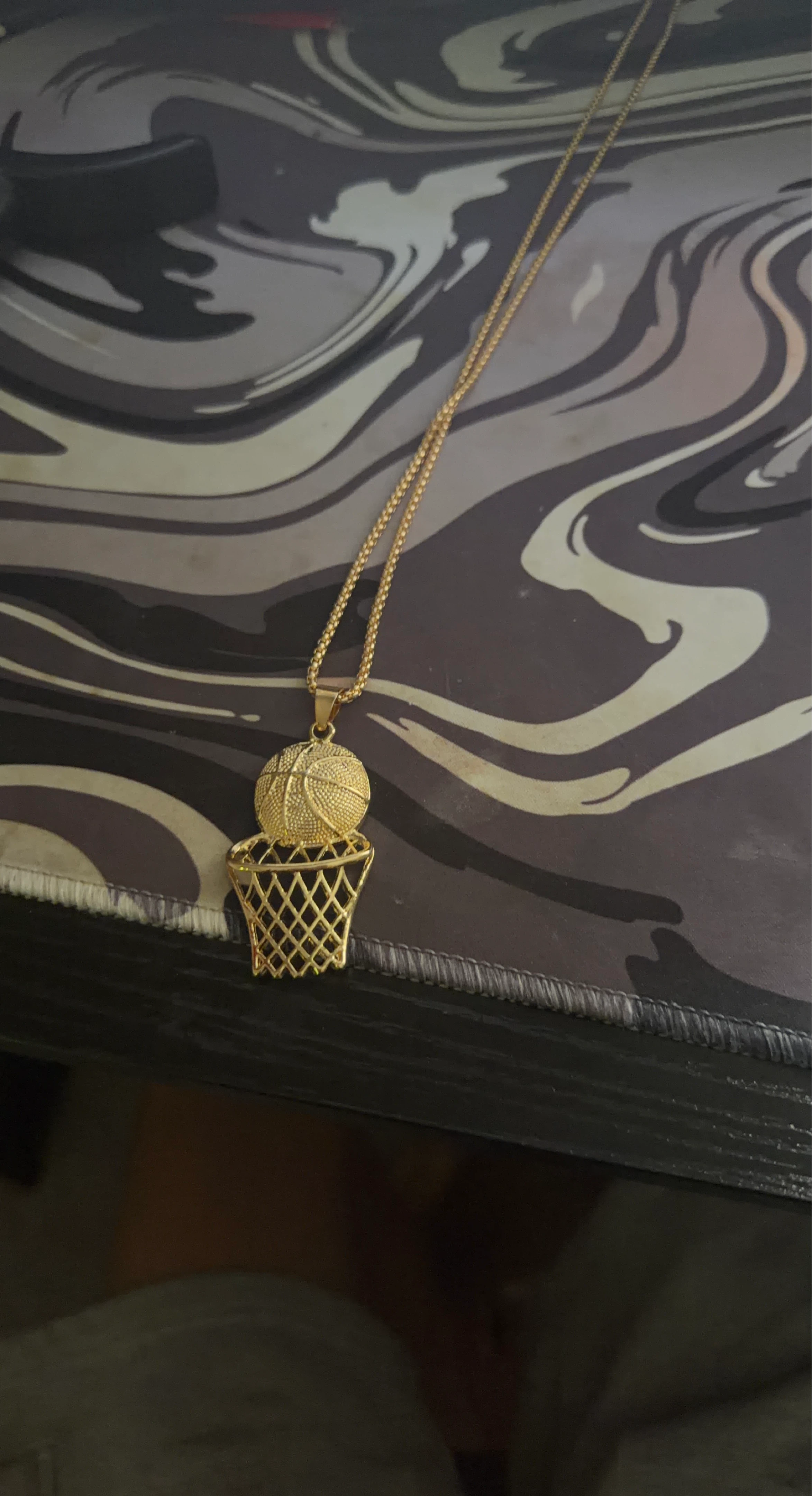 Gold Basketball Hoop Necklace