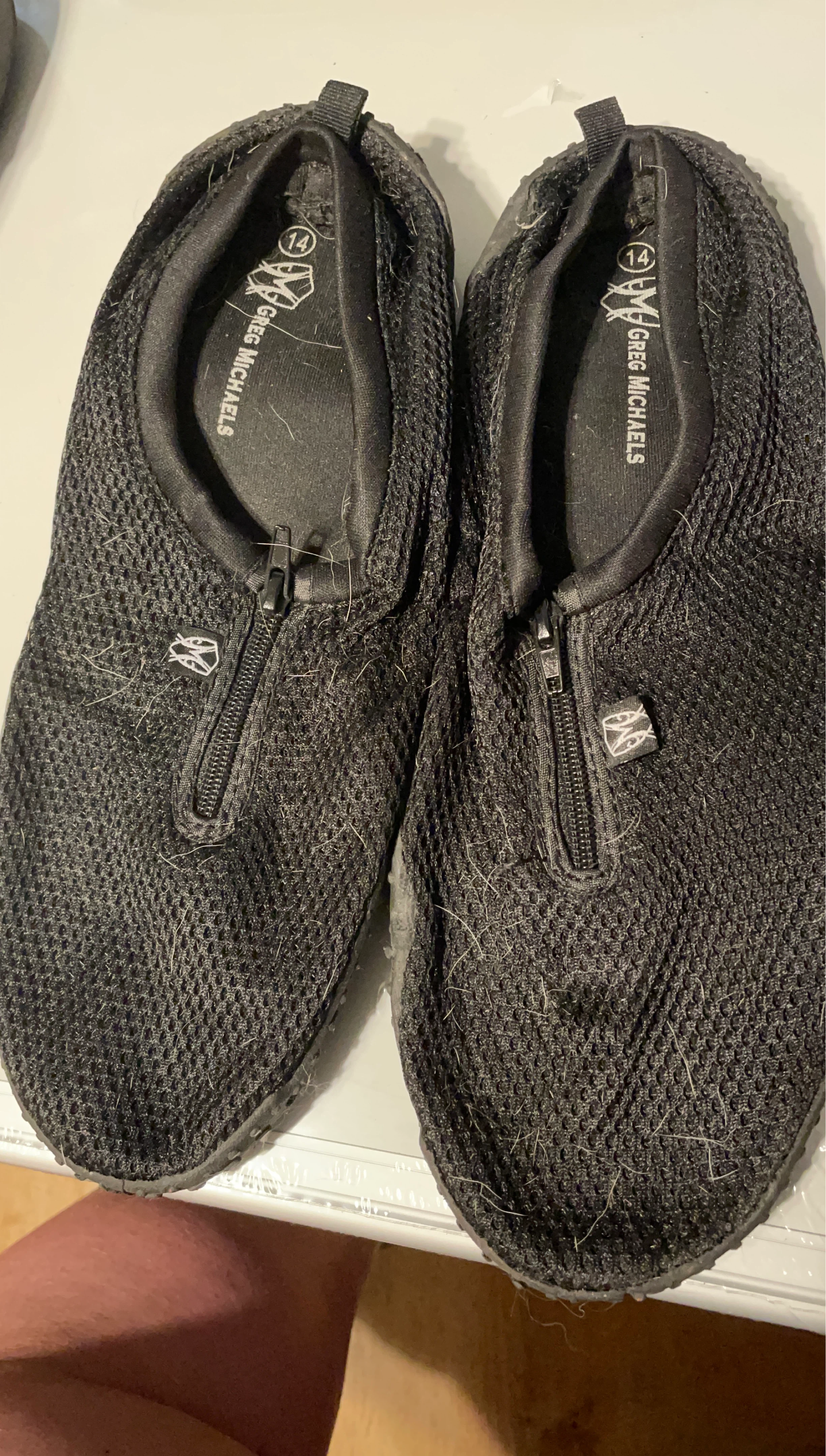 Greg Michaels Black Mesh Zip Shoes Size 14