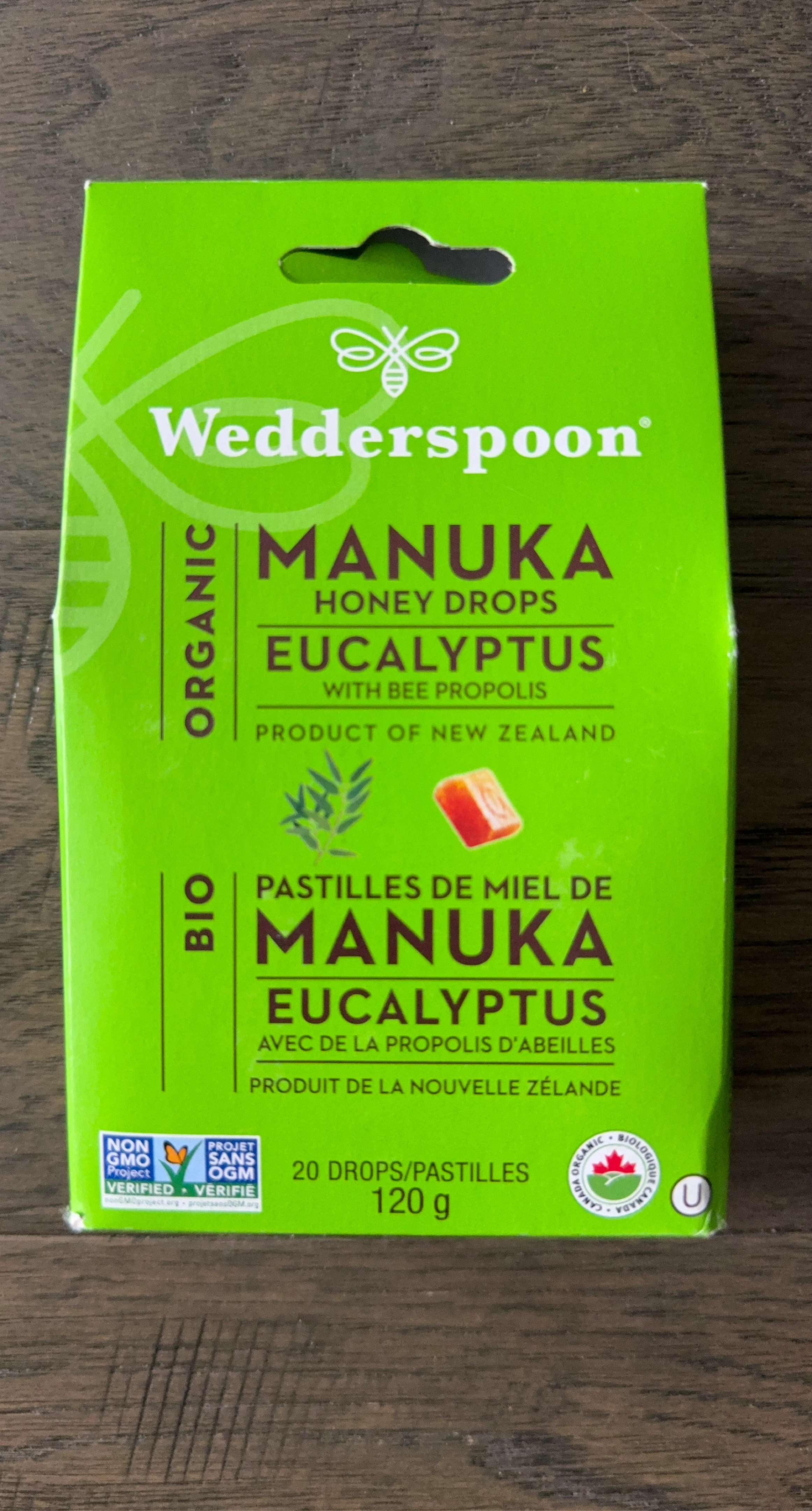 Wedderspoon Organic Manuka Honey Drops Eucalyptus