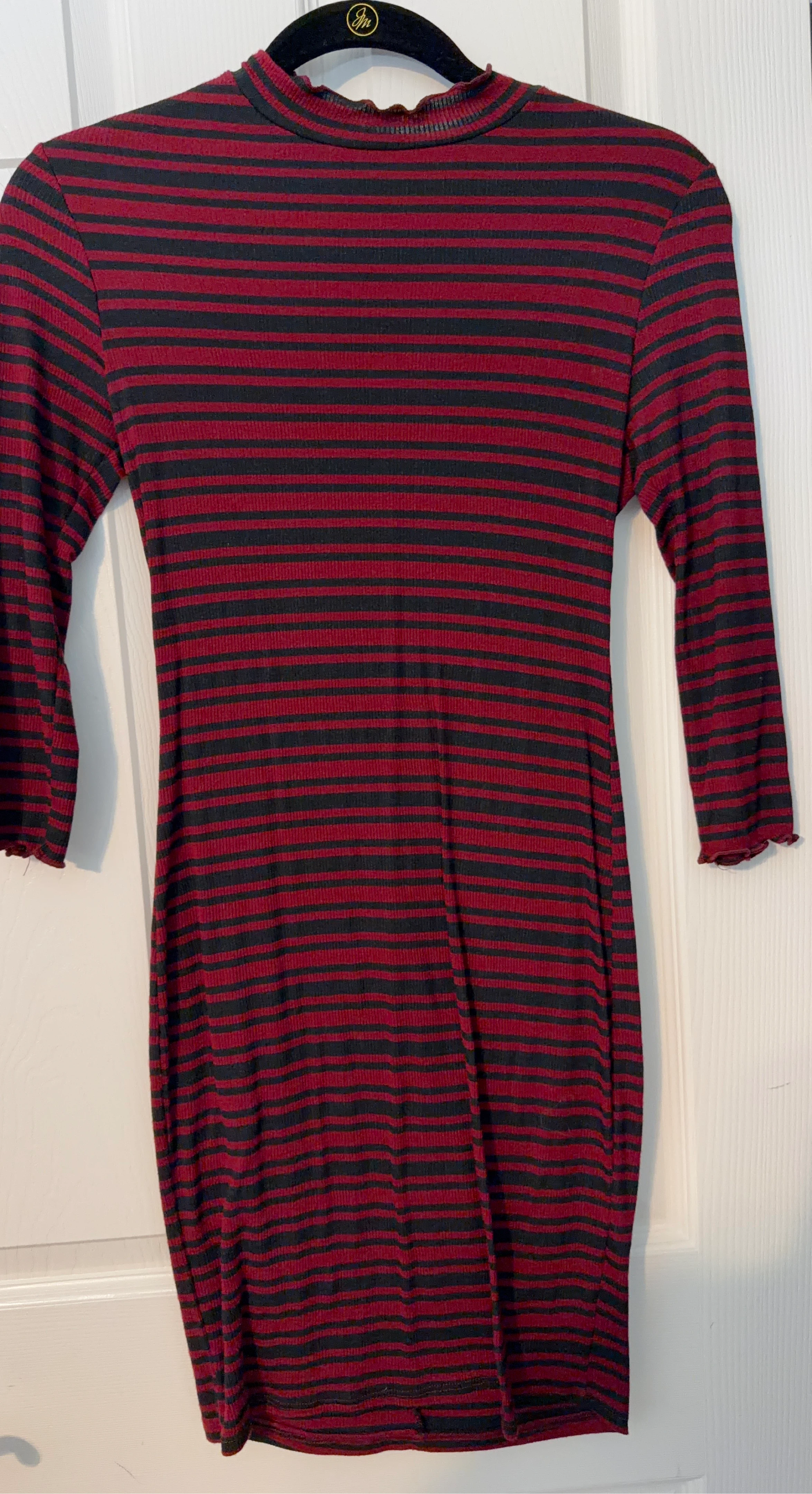 Striped Long Sleeve Mock Neck Dress
