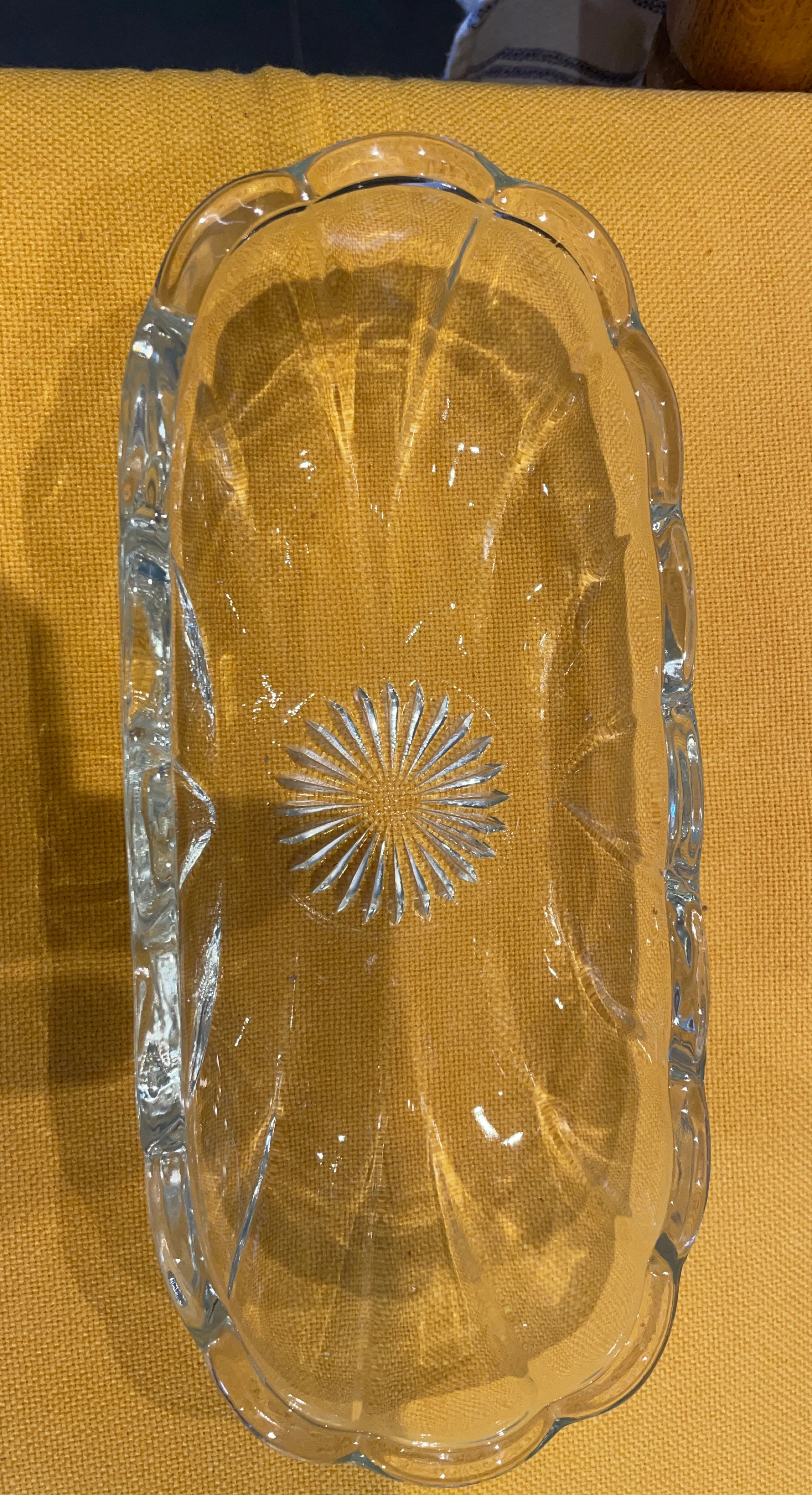 Glass Serving Dish with Sunburst Detail